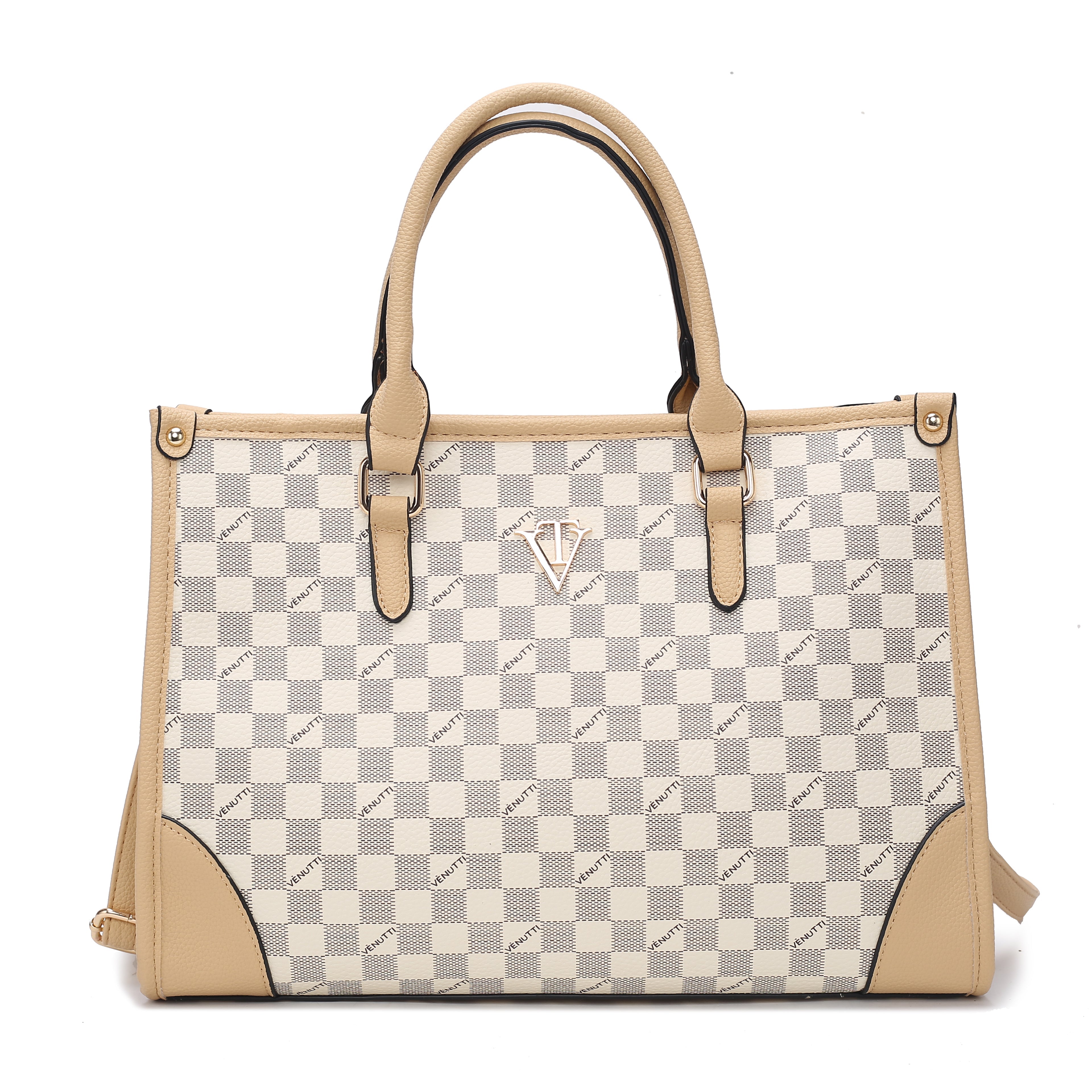 Premium Monogram Checker Rectiful Tote Bag
