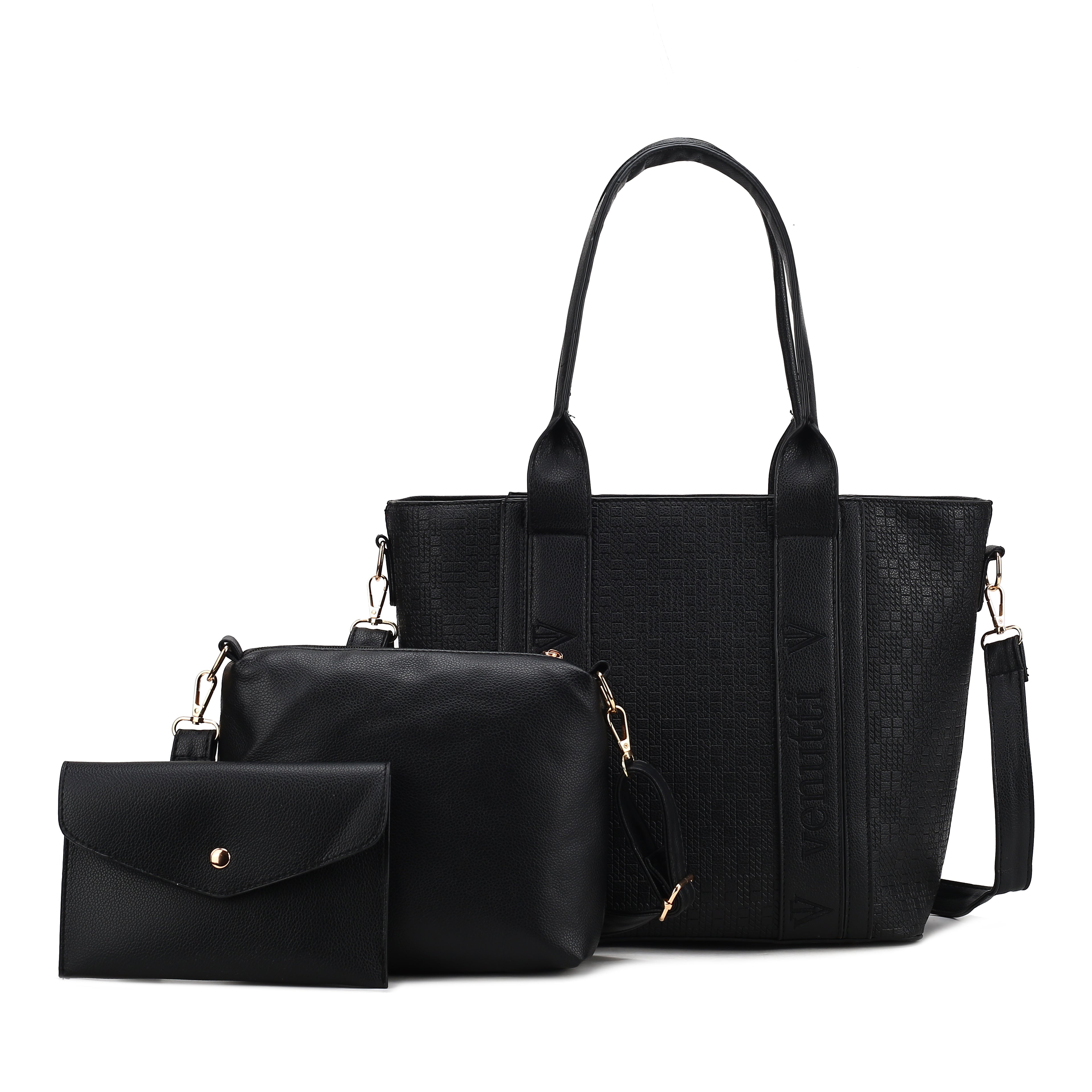 Geo embossed functional 3pcs hanbags set