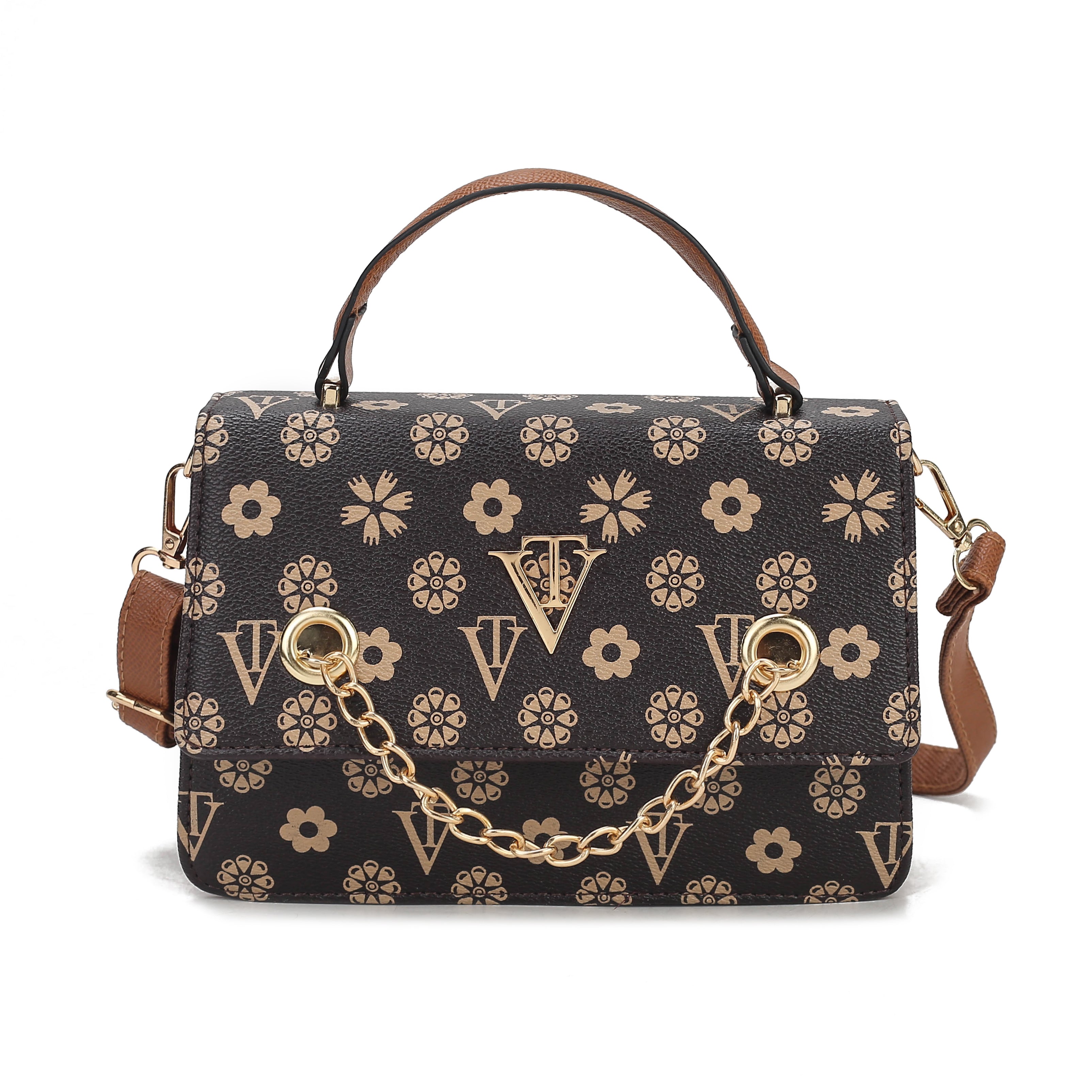 Chain Embellish Checker Cross Bag