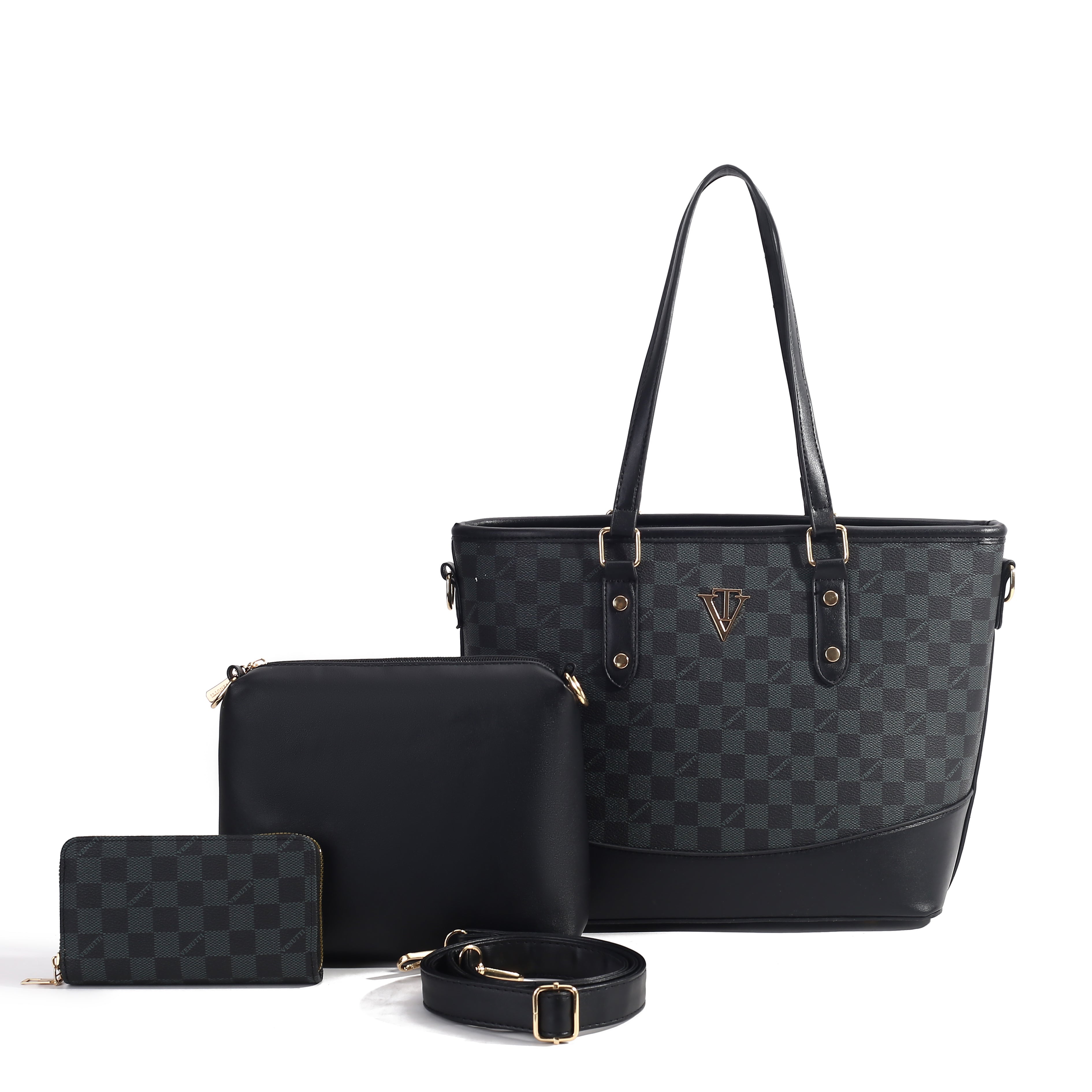 Elite Check 3-Piece Tote Set