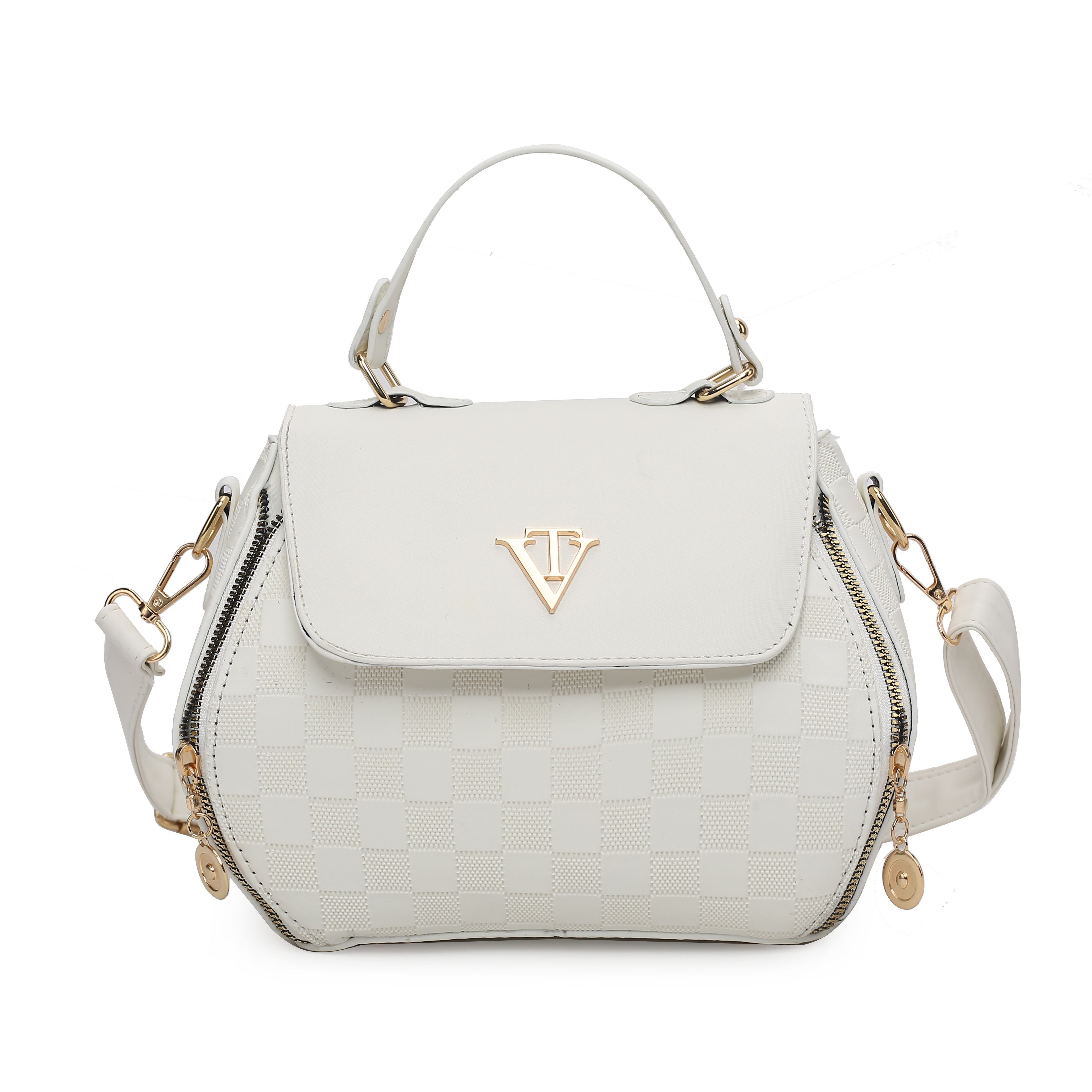 Oval Elegent Checker Embossed Bag