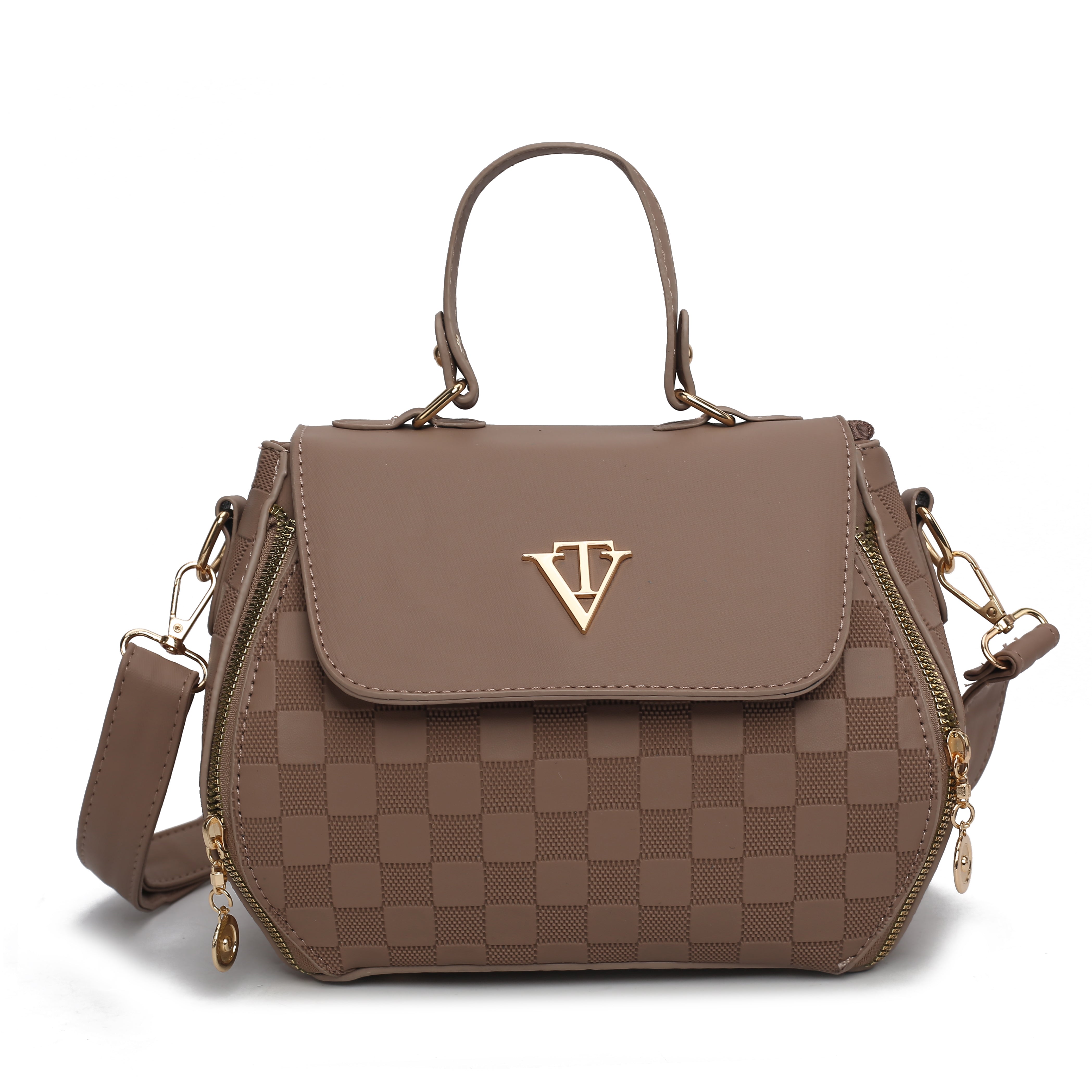 Oval Elegent Checker Embossed Bag