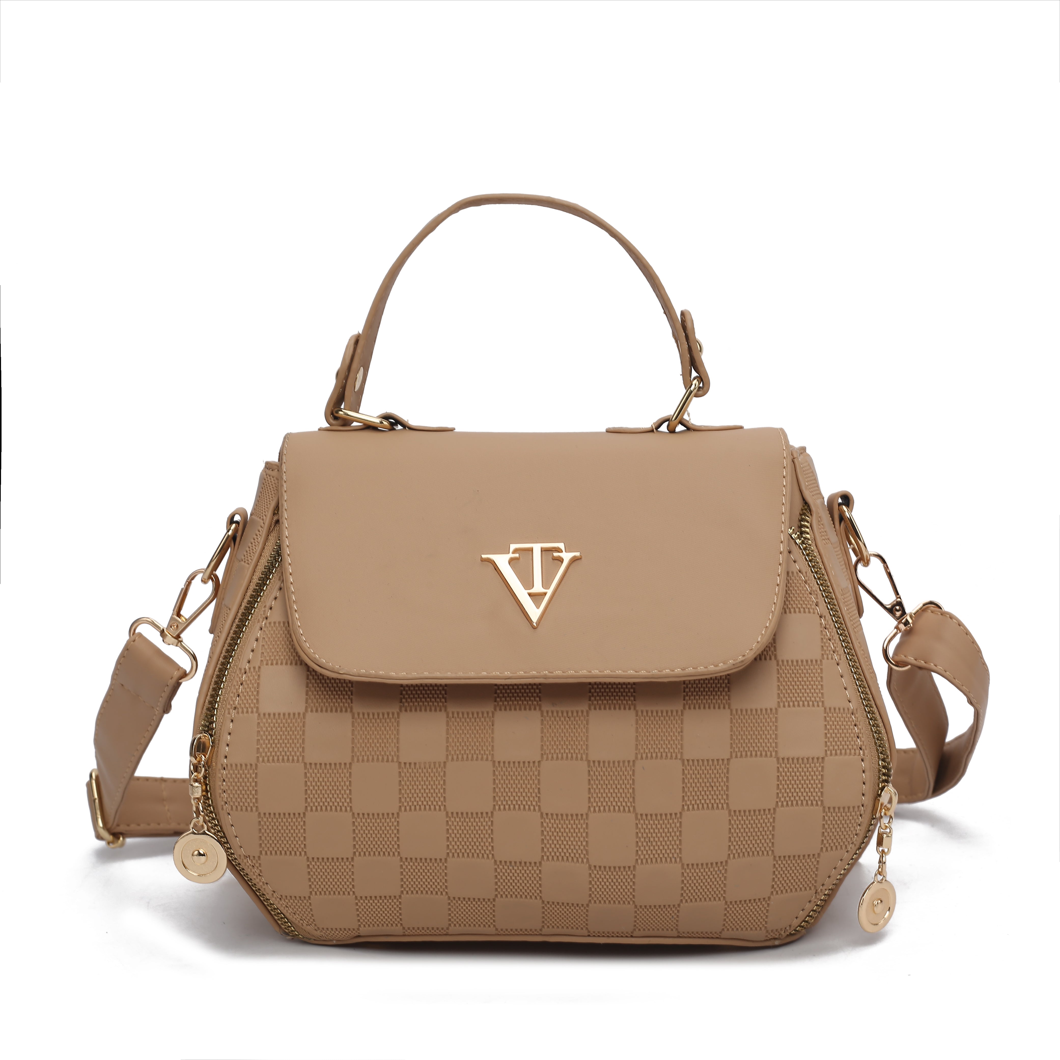 Oval Elegent Checker Embossed Bag