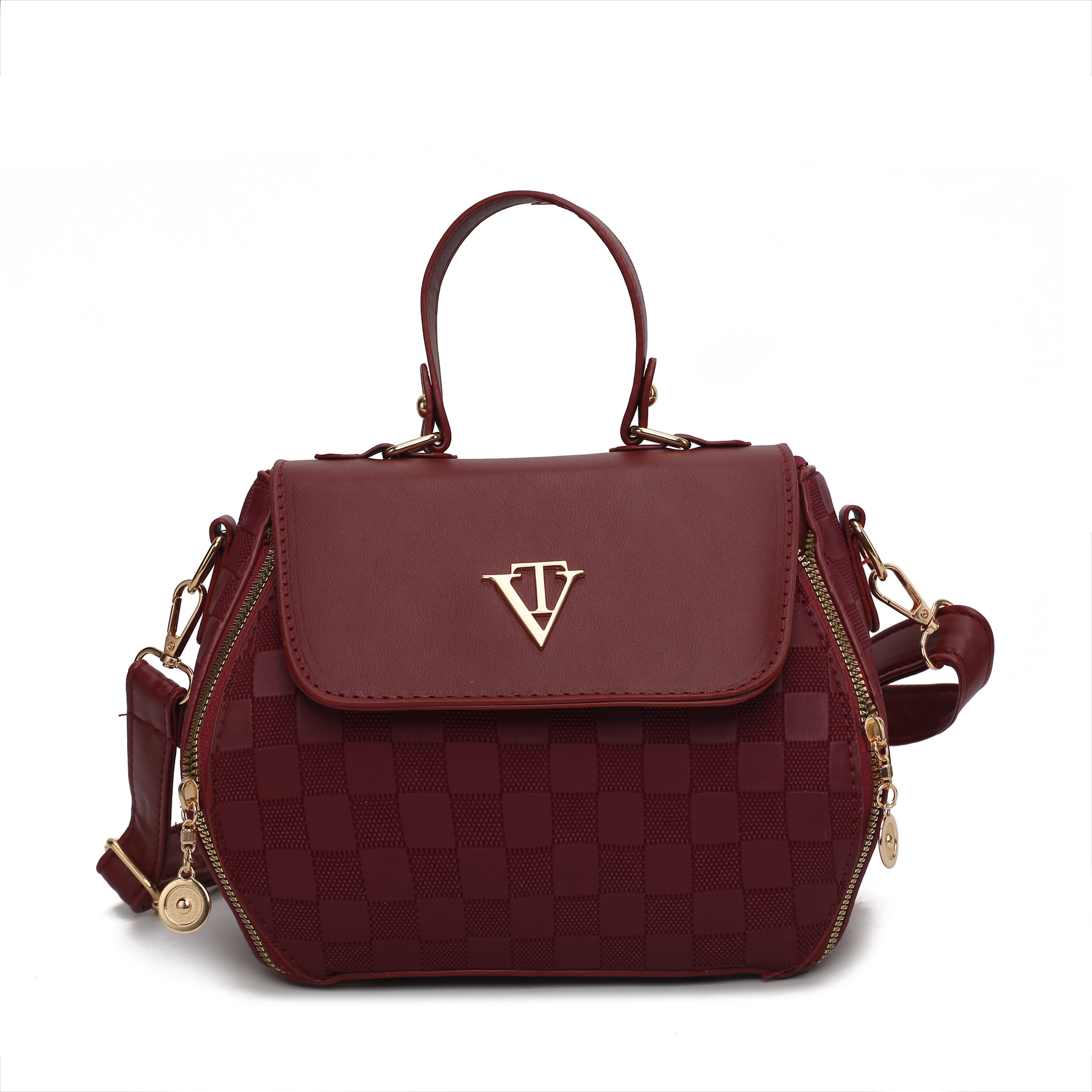 Oval Elegent Checker Embossed Bag