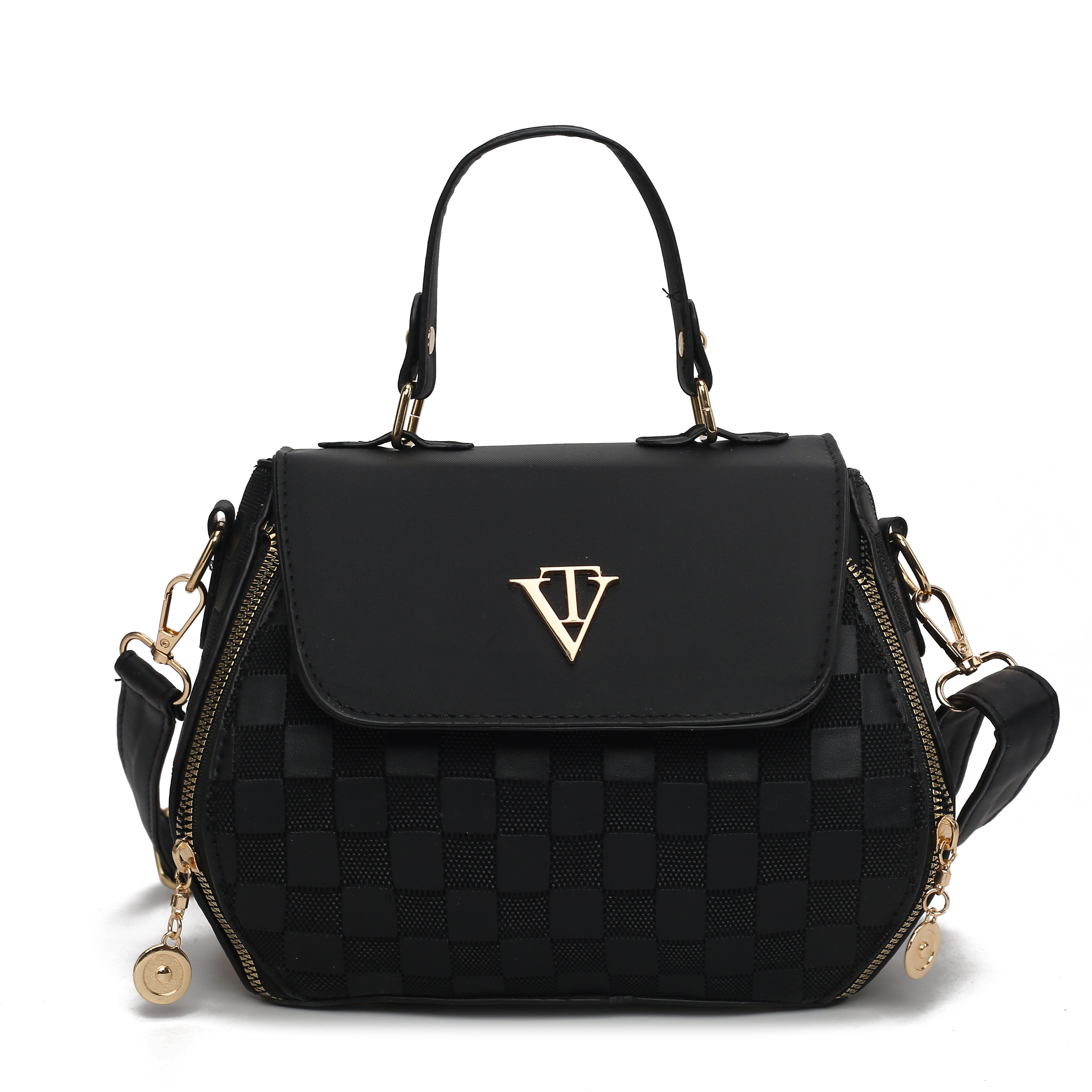 Oval Elegent Checker Embossed Bag