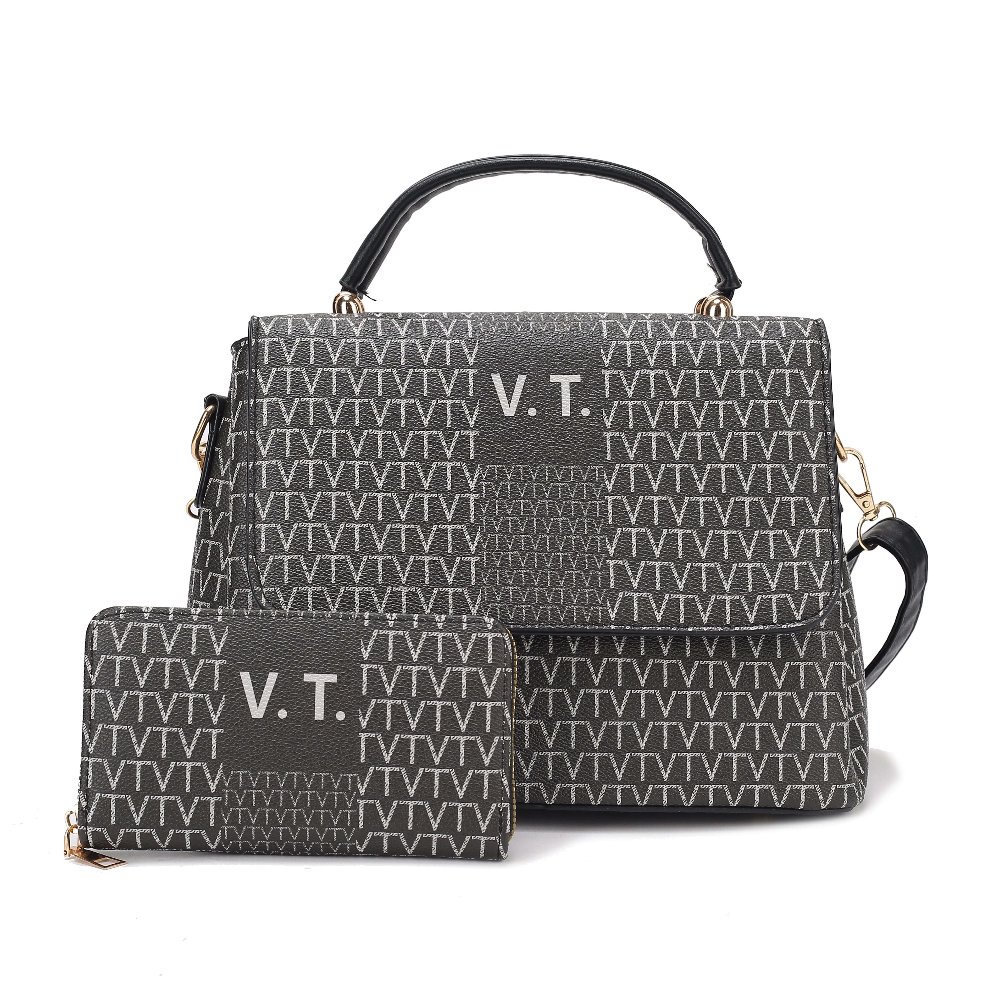 Tri Compartment HandBag with Wallet