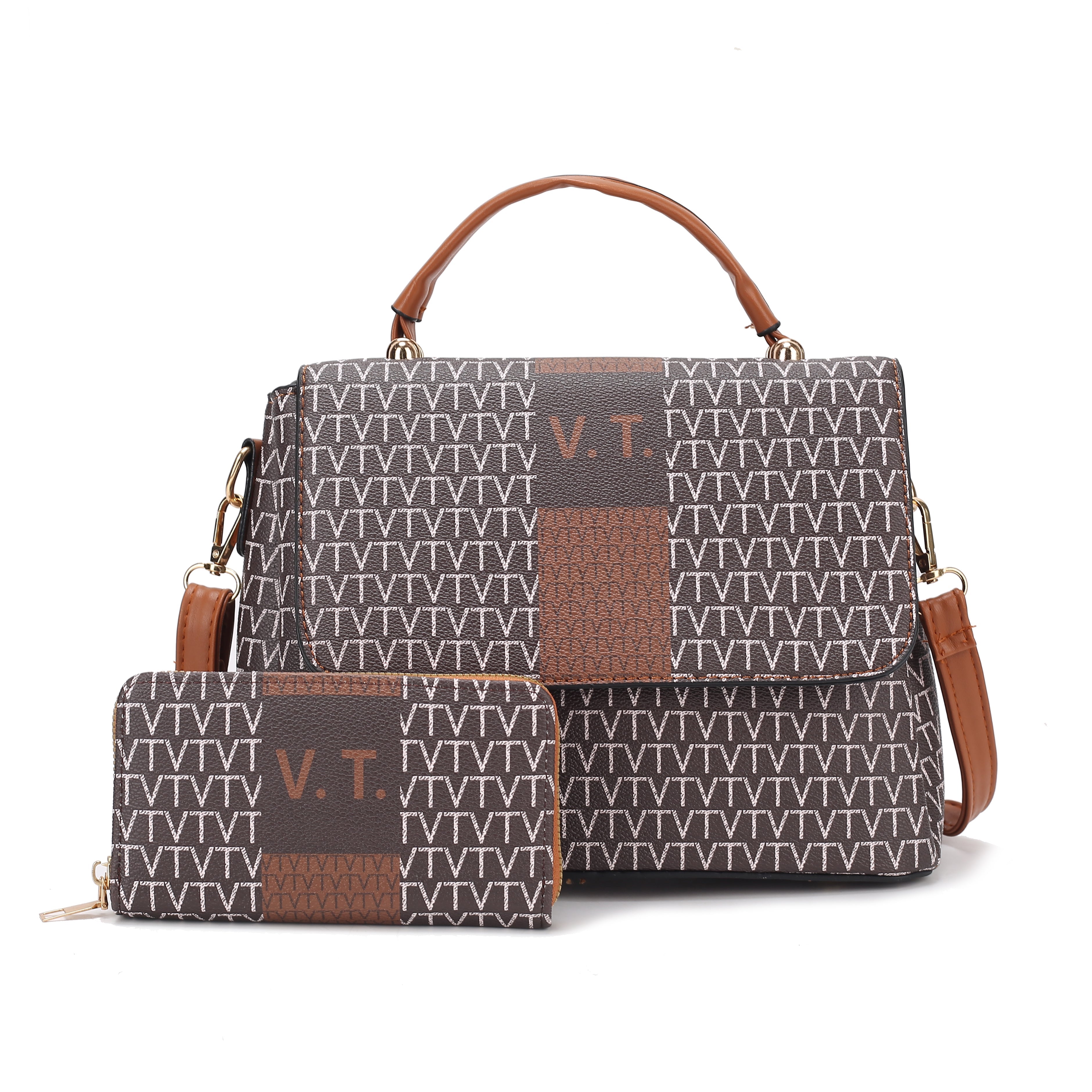 Tri Compartment HandBag with Wallet