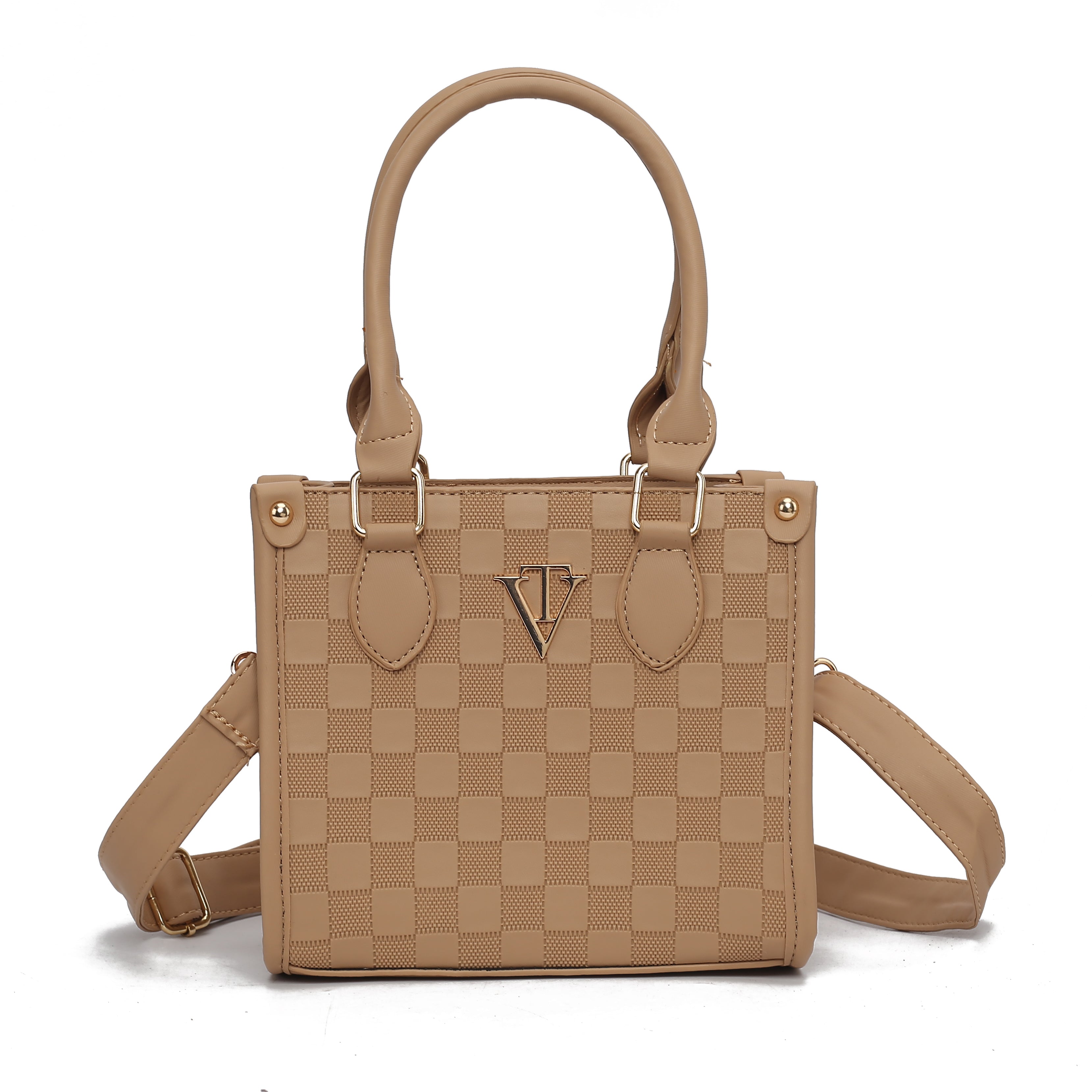 Small Checker Embossed Tote Bag