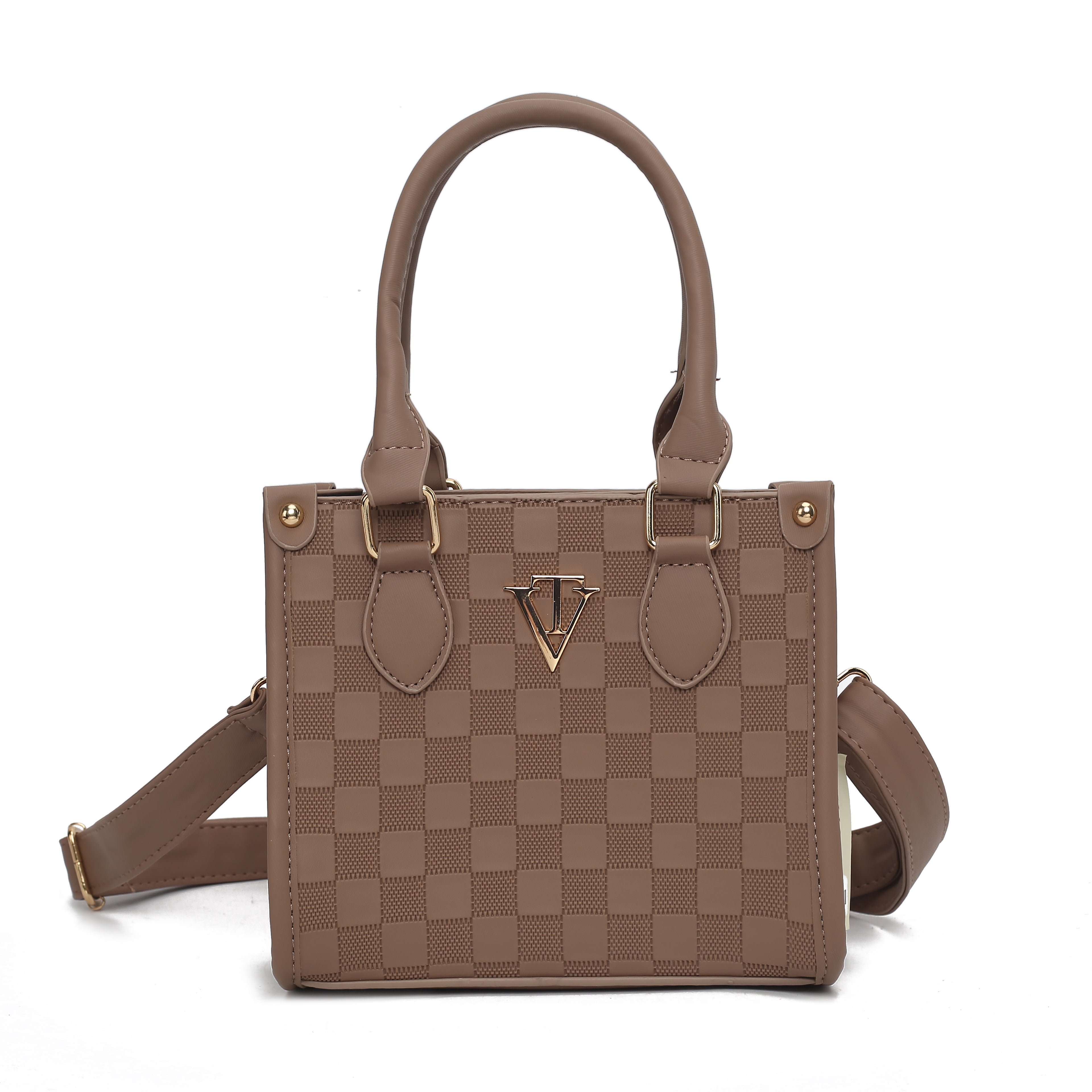Small Checker Embossed Tote Bag