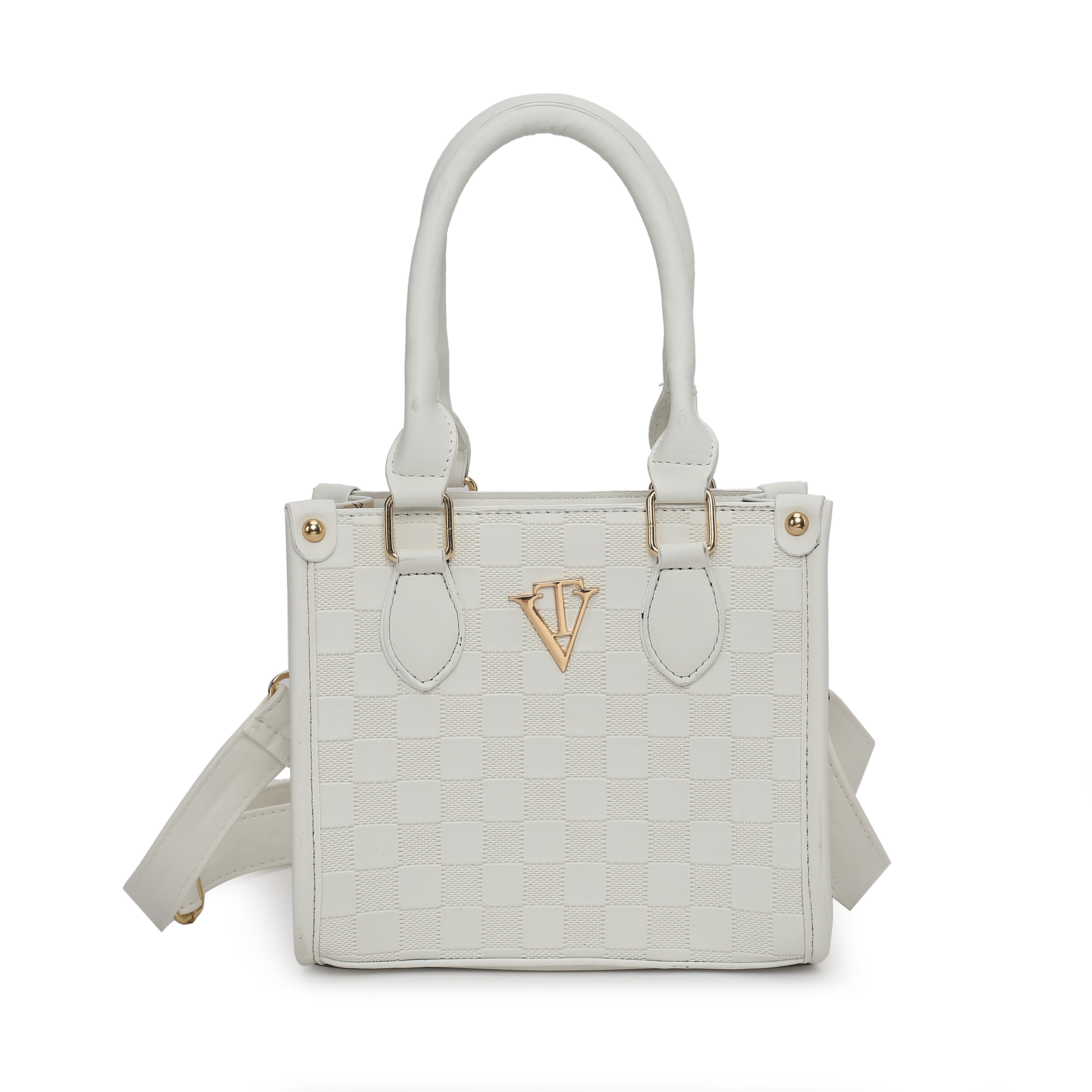 Small Checker Embossed Tote Bag