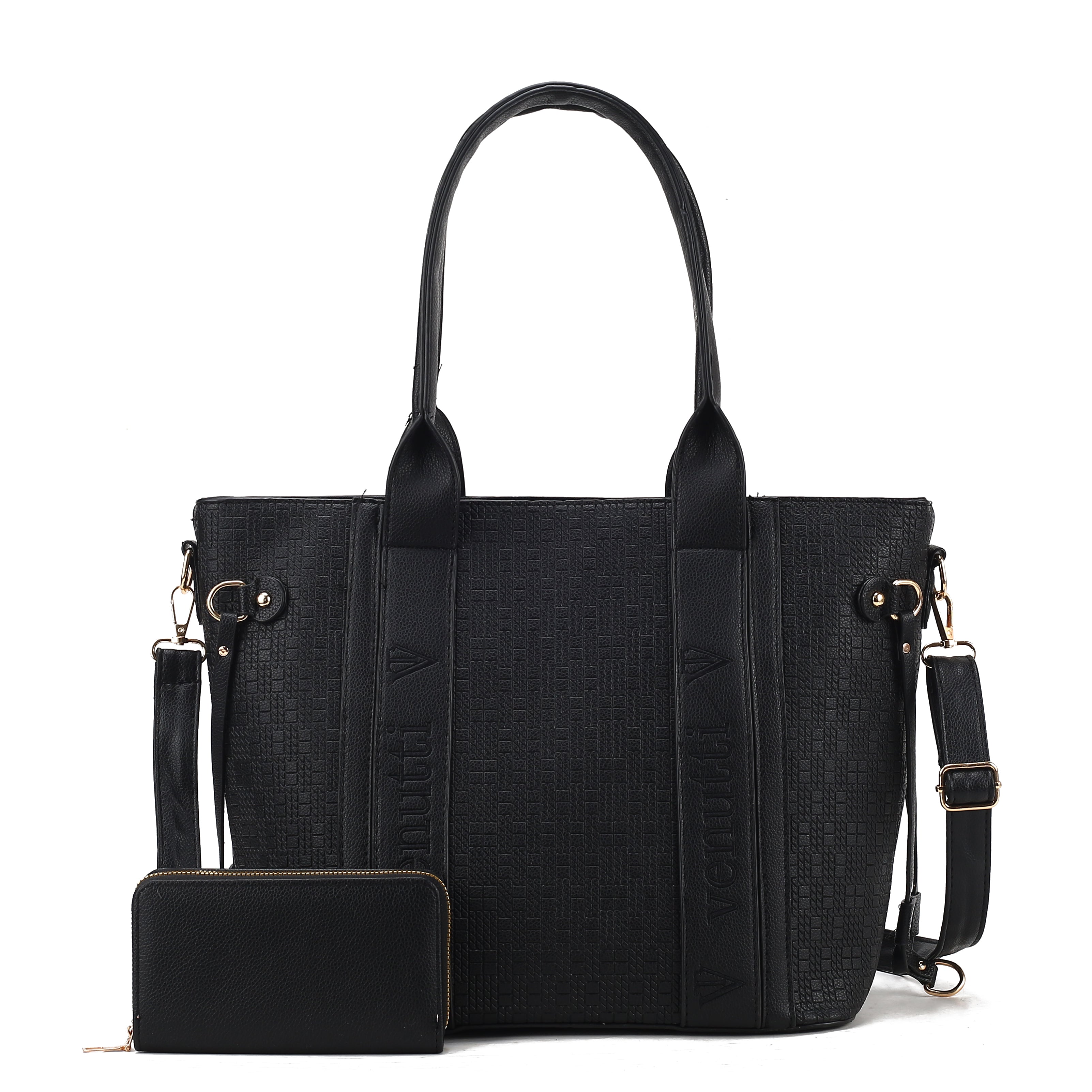 Geo embossed large Handbag with wallet