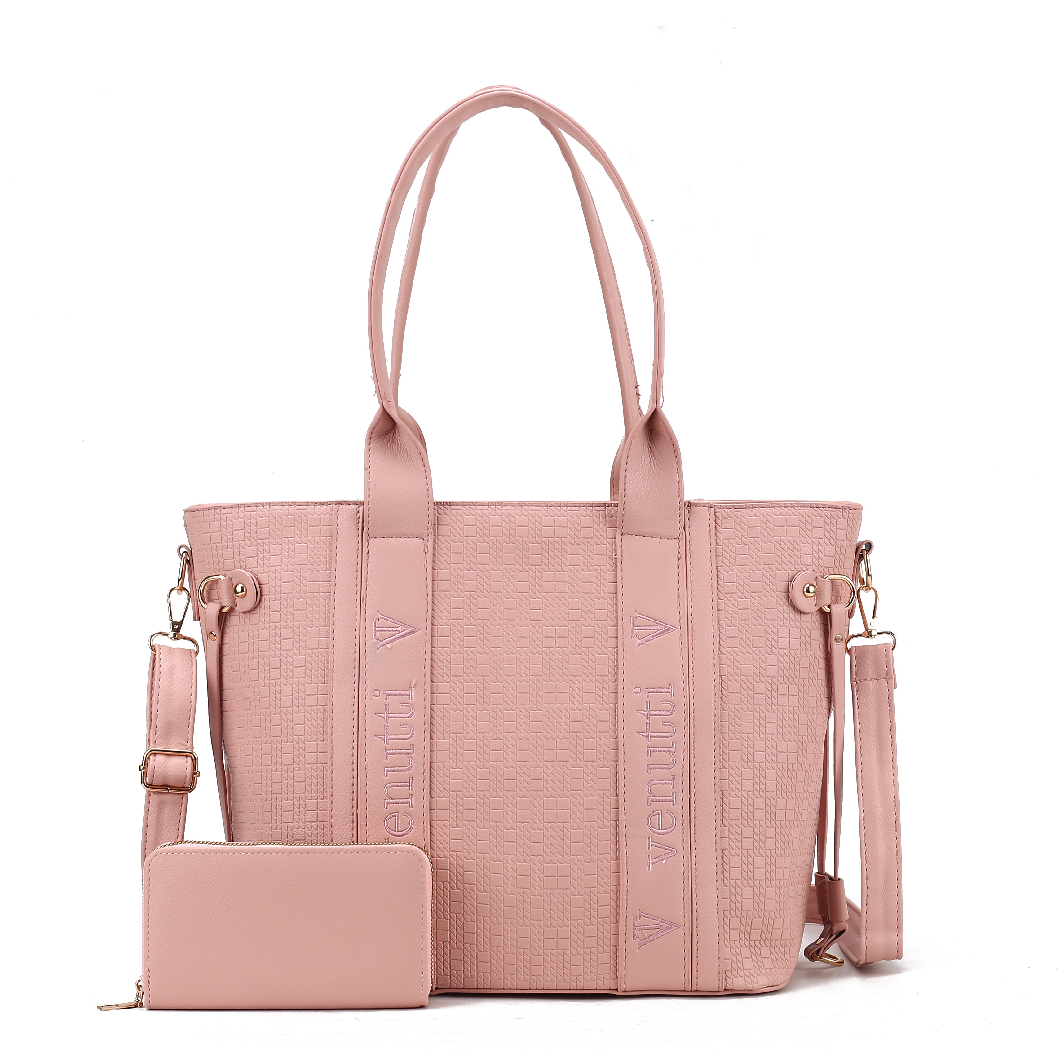 Geo embossed large Handbag with wallet
