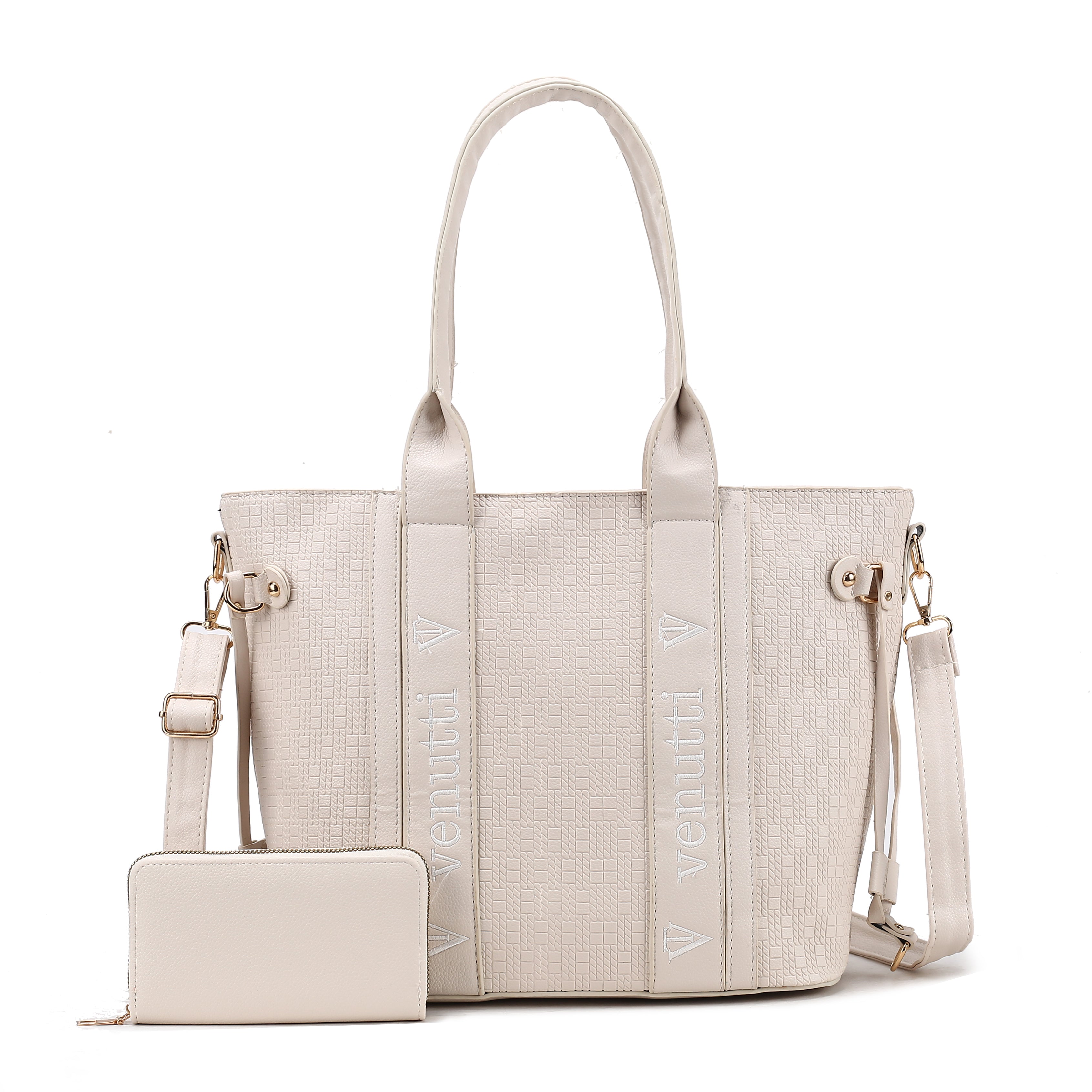 Geo embossed large Handbag with wallet