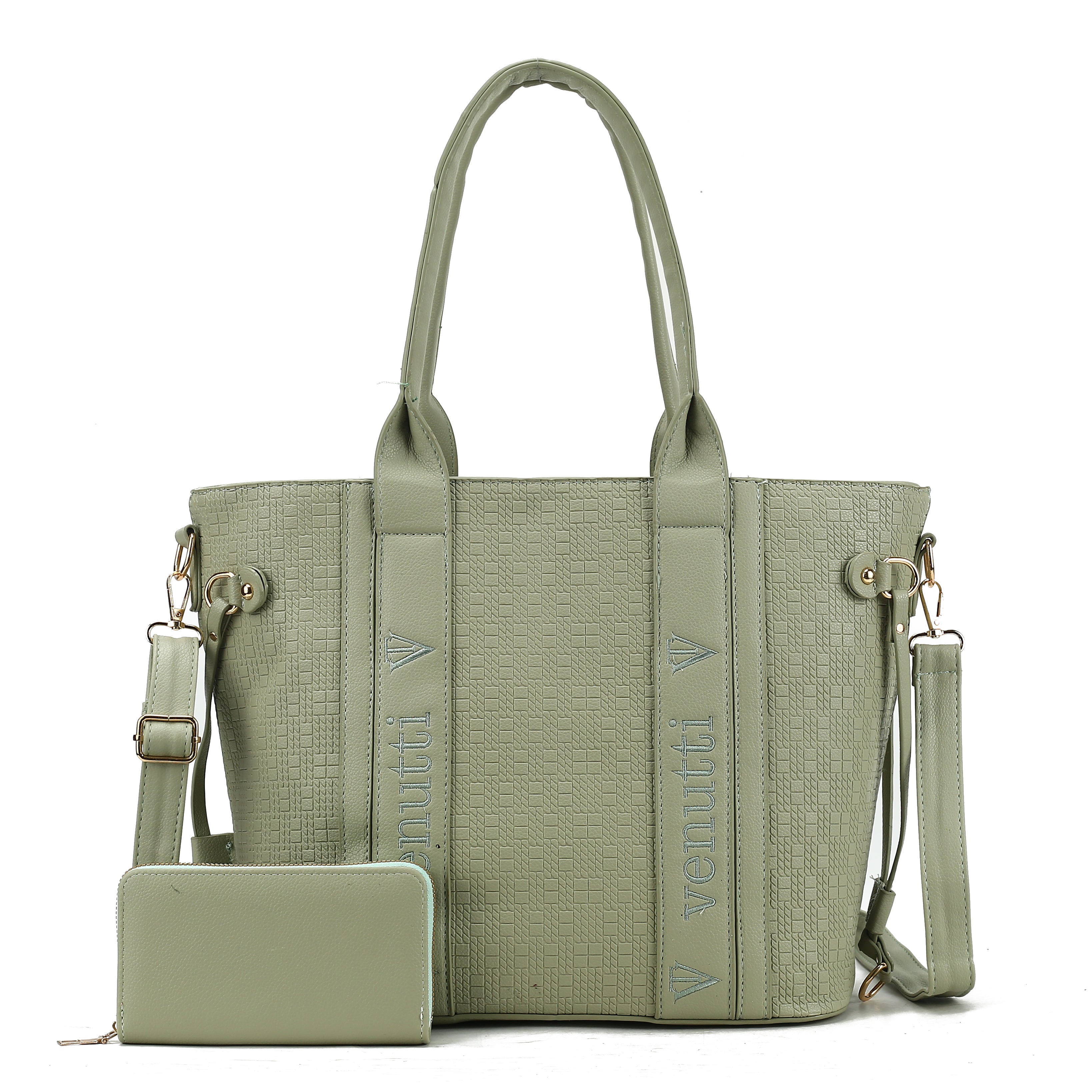 Geo embossed large Handbag with wallet