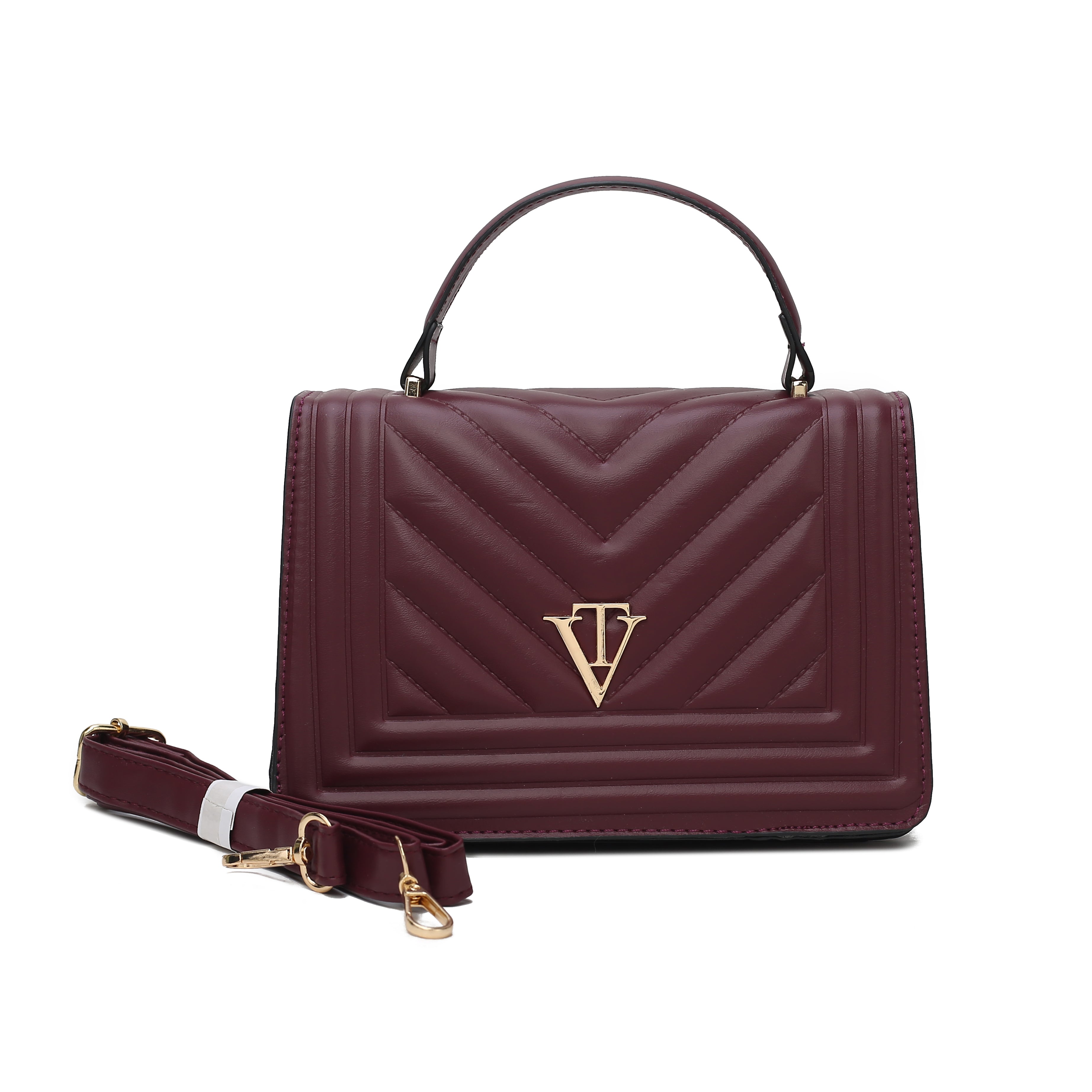 Venutti Luxe Chevron Box Handbag