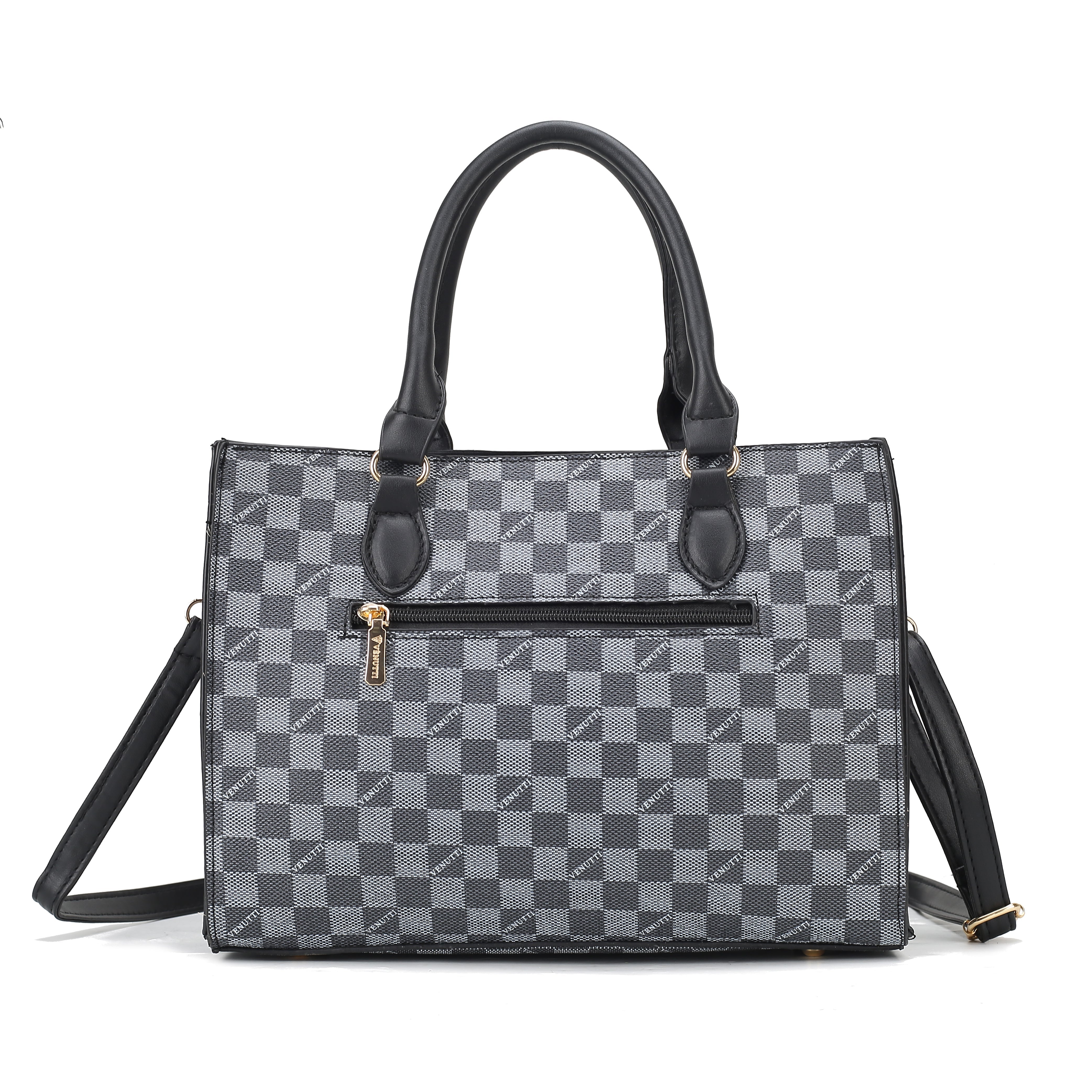 VENUTTI monogram checker handbag-black