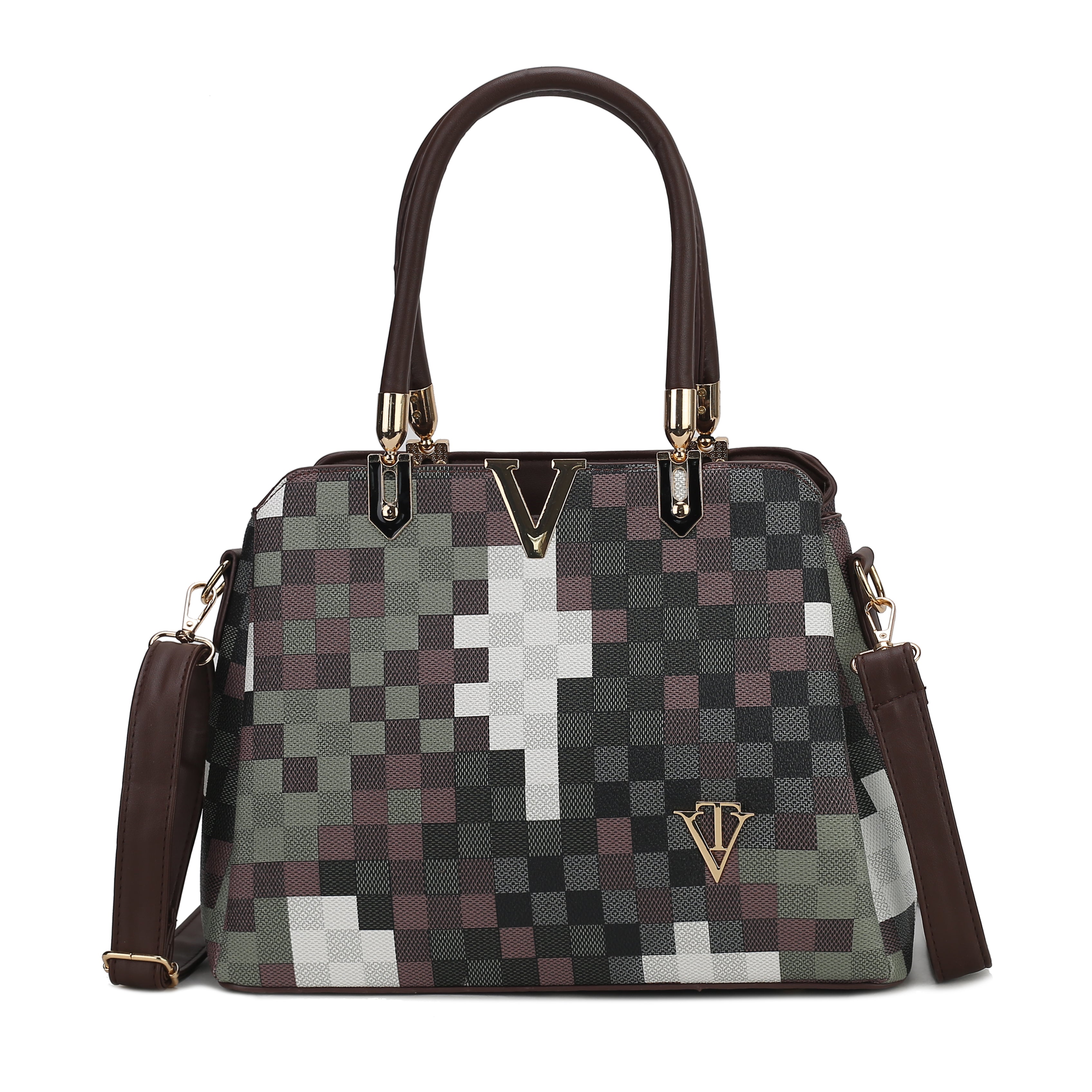 Camo Print Tri compartment Handbag