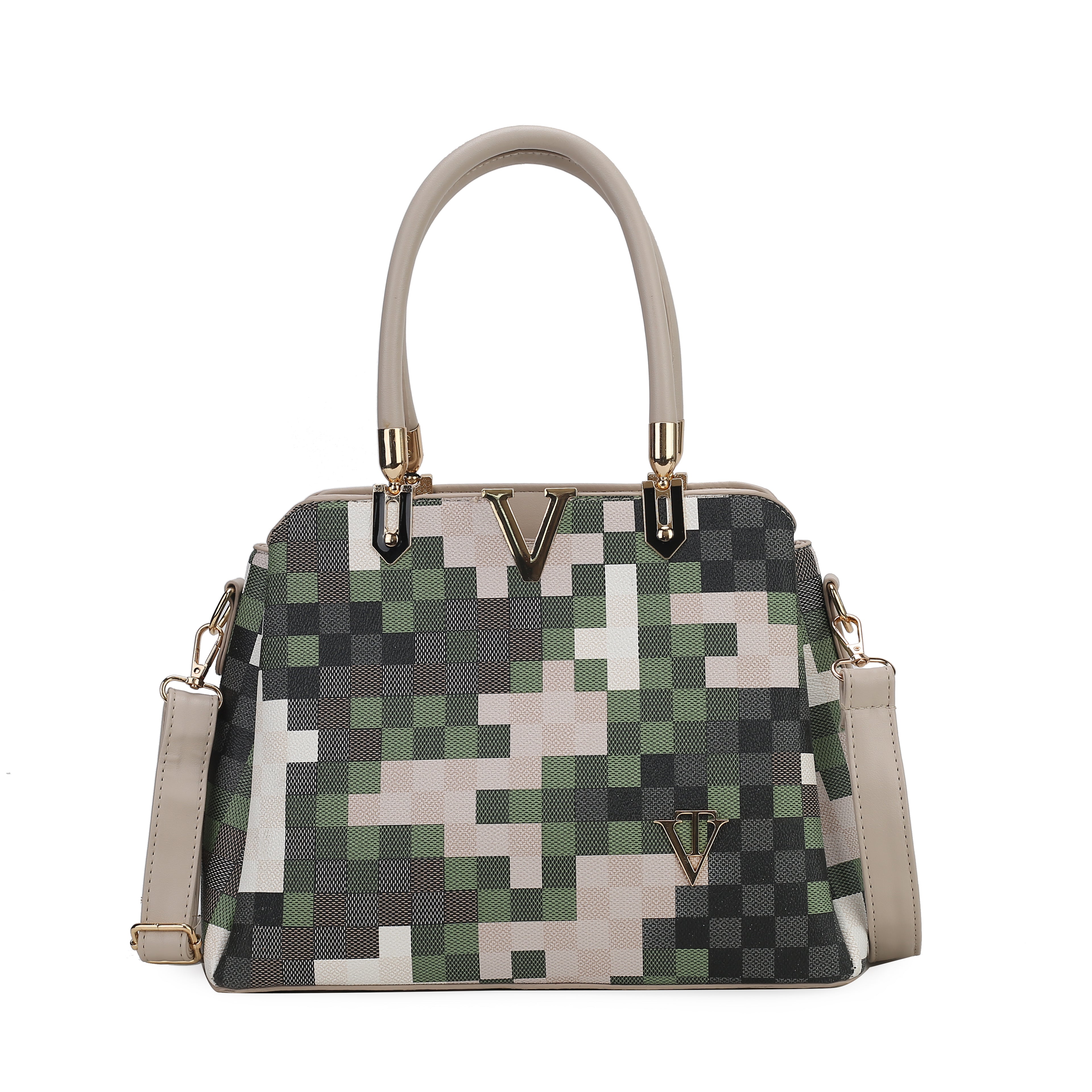 Camo Print Tri compartment Handbag