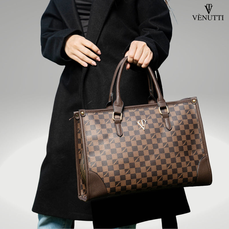 Premium Monogram Checker Rectiful Tote Bag