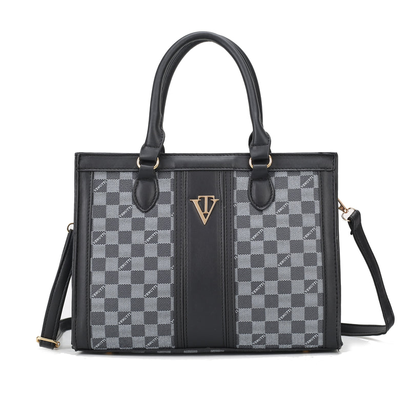 VENUTTI monogram checker handbag-black