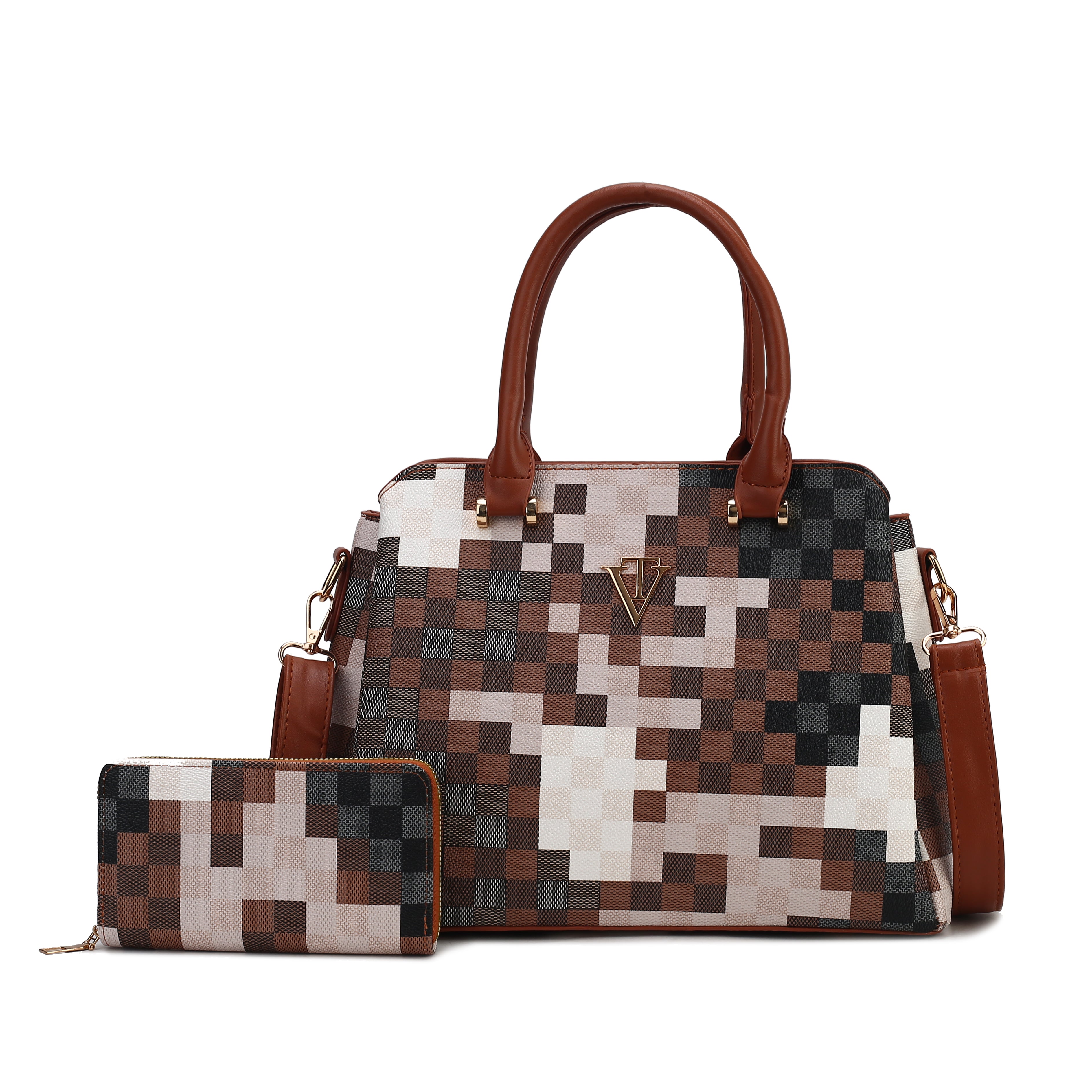 Cammo Print Handbag With Wallet