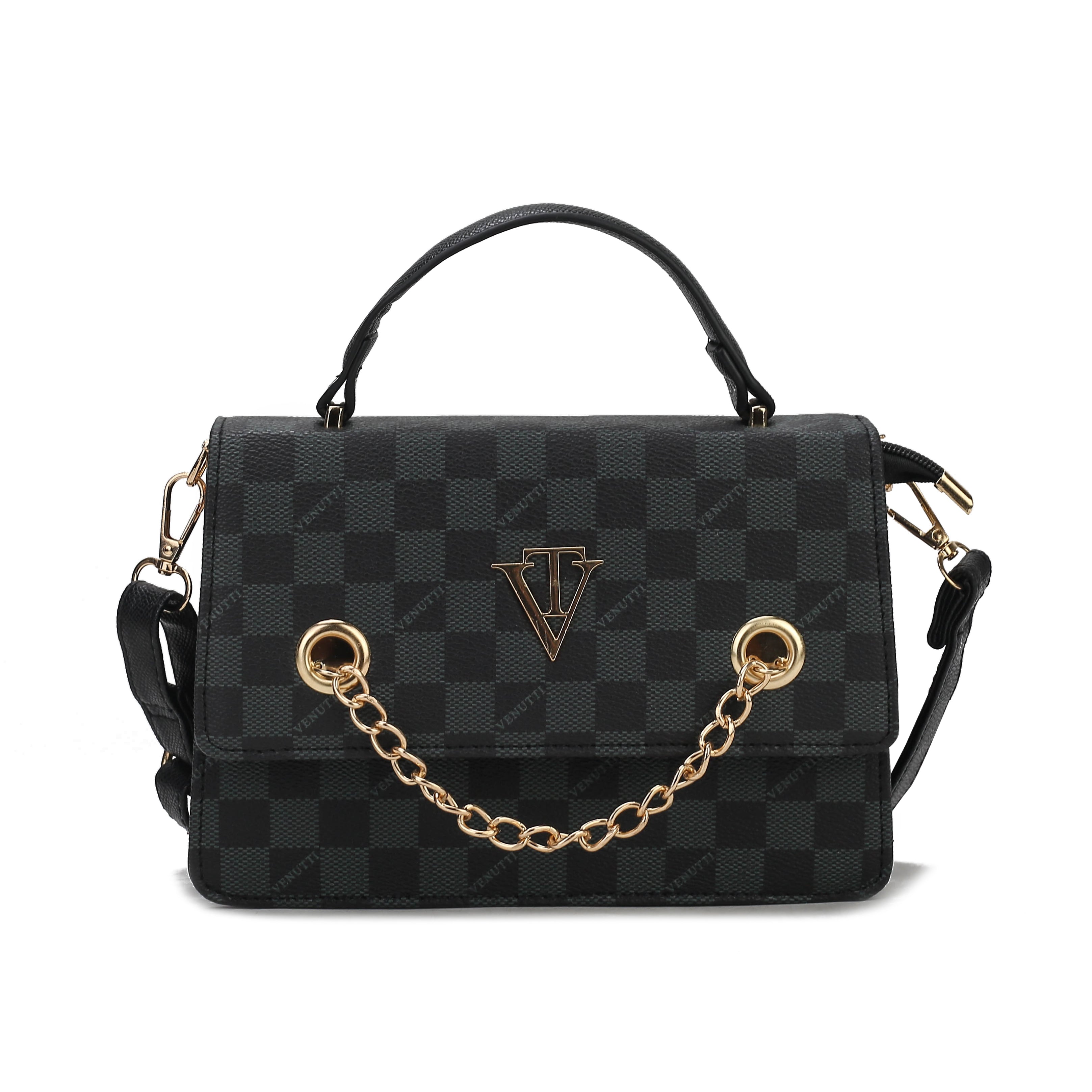 Chain Embellish Checker Cross Bag
