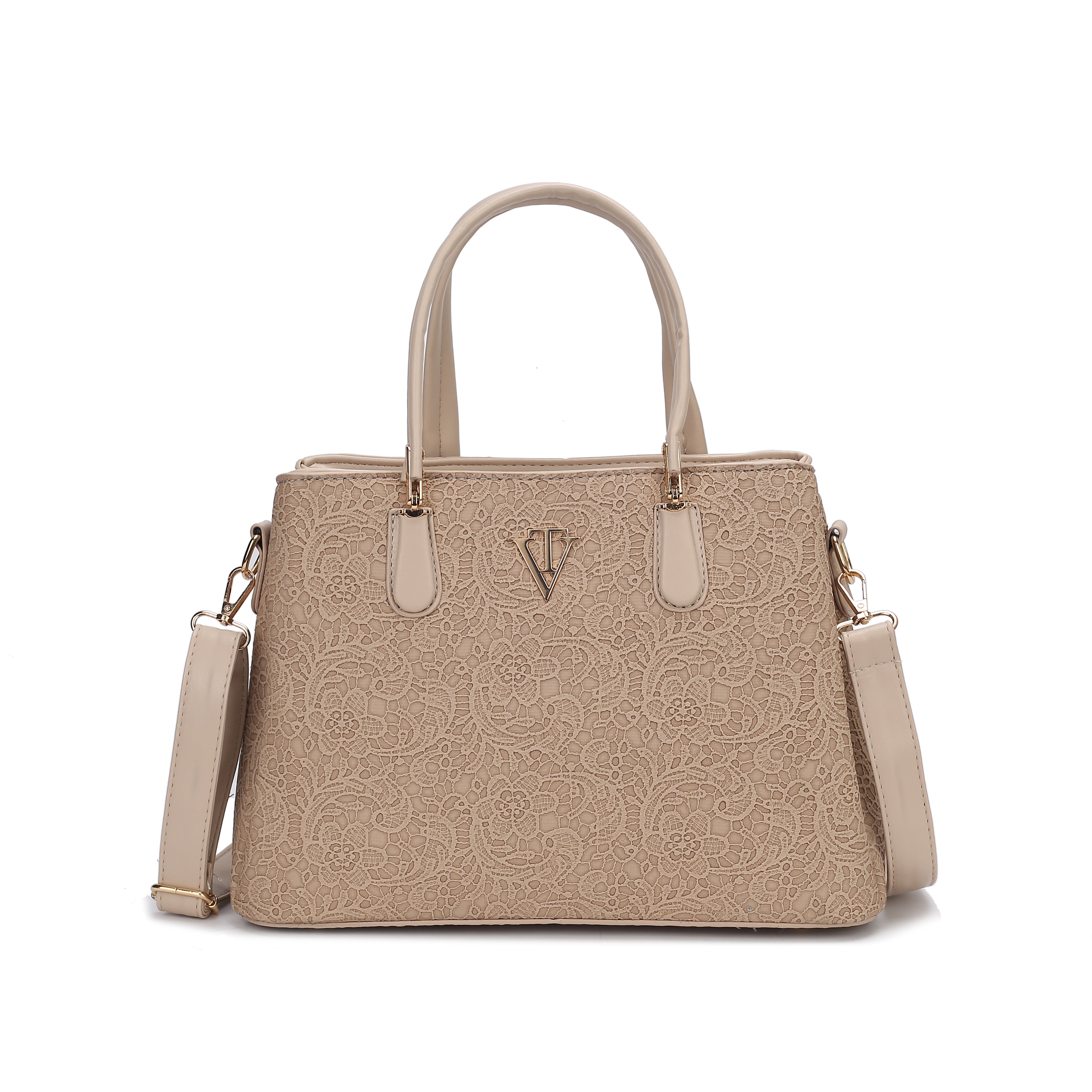 TRI COMPARTMENT PASTEL LACE FLOW HANDBAG