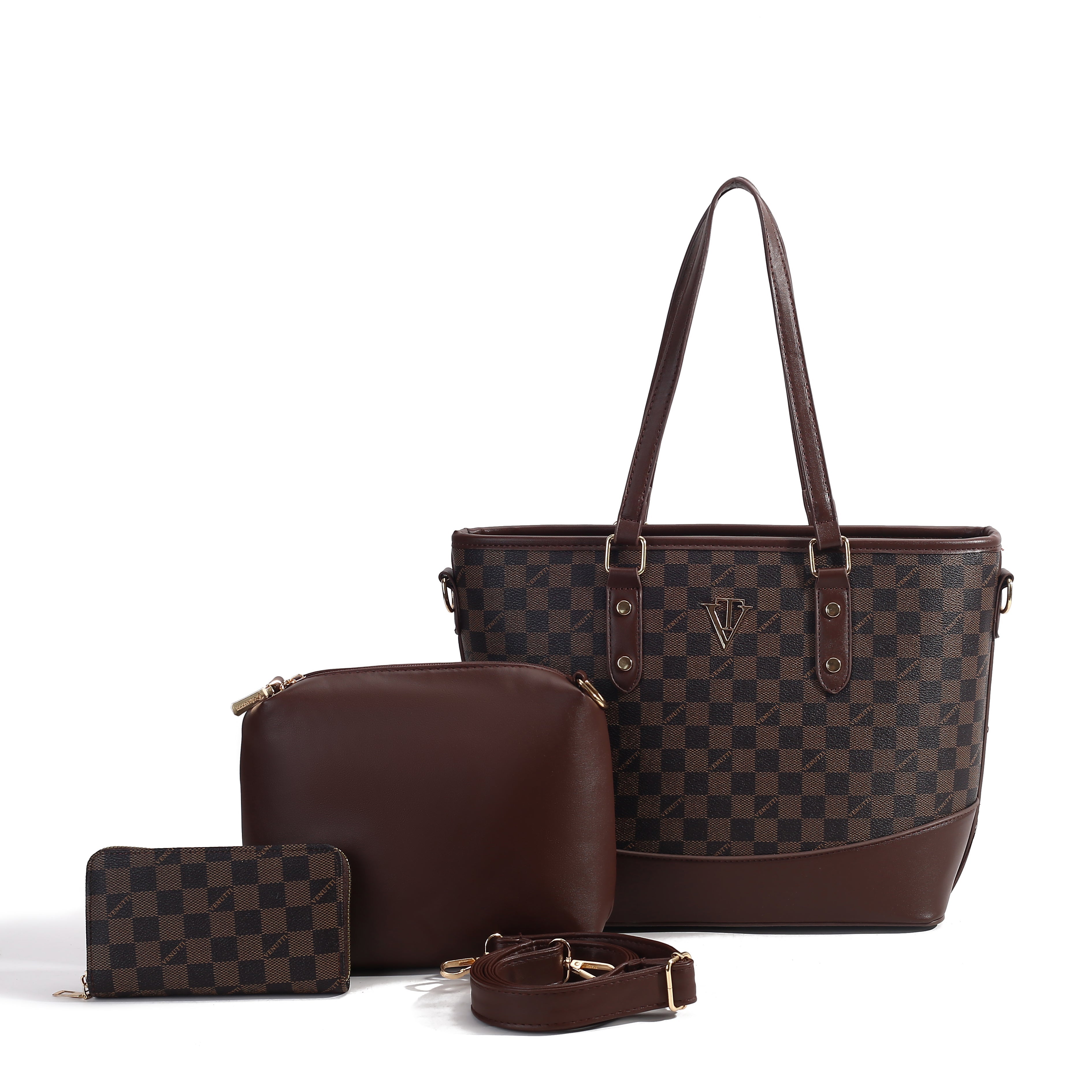 Elite Check 3-Piece Tote Set