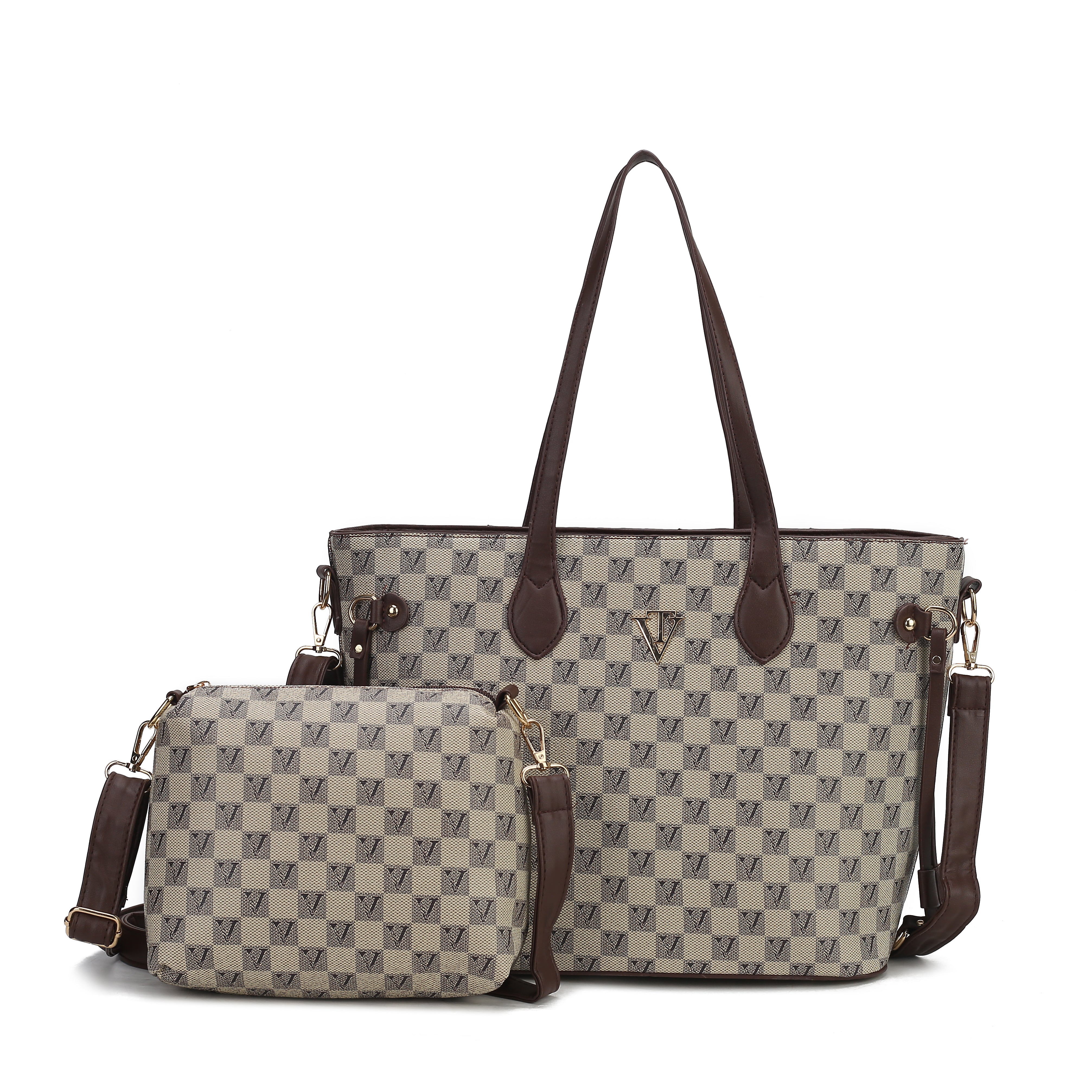 Checker Essence Large Handbag with cross