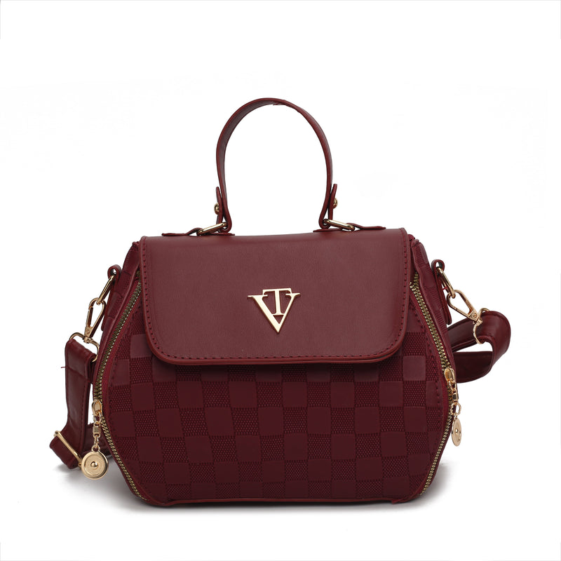 Oval Elegent Checker Embossed Bag