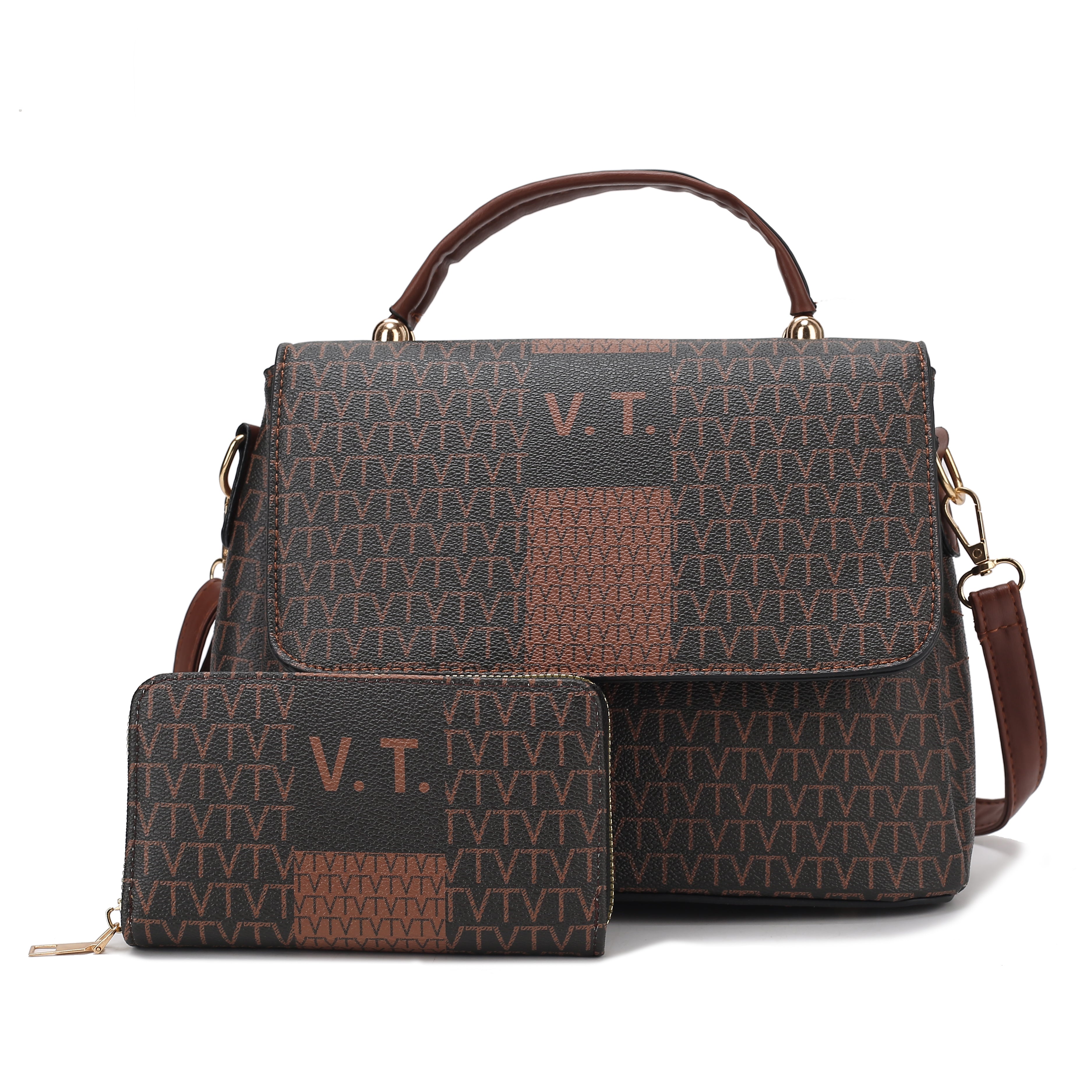 Tri Compartment HandBag with Wallet