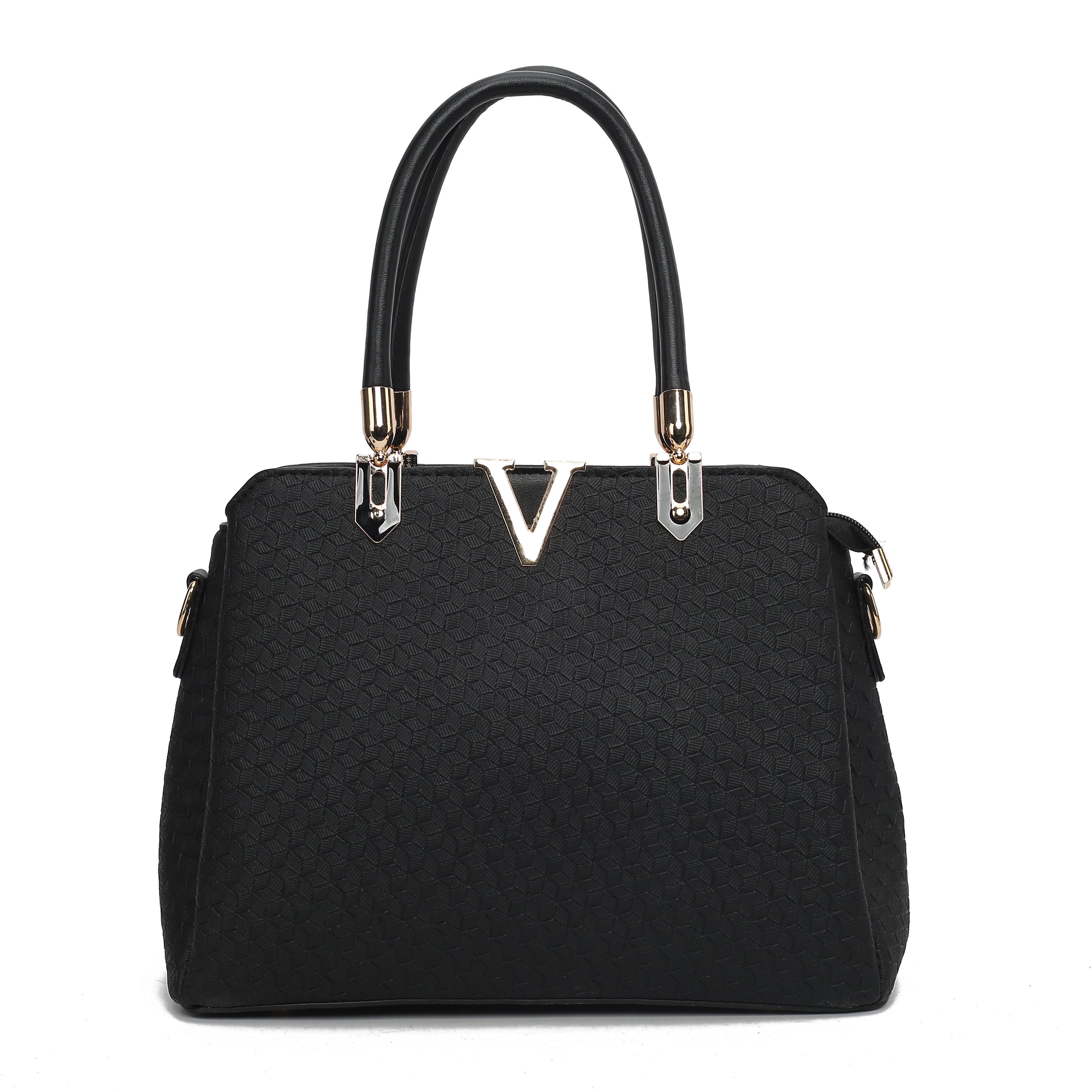 V SQUARE EMBOSSED TRI HANDBAG