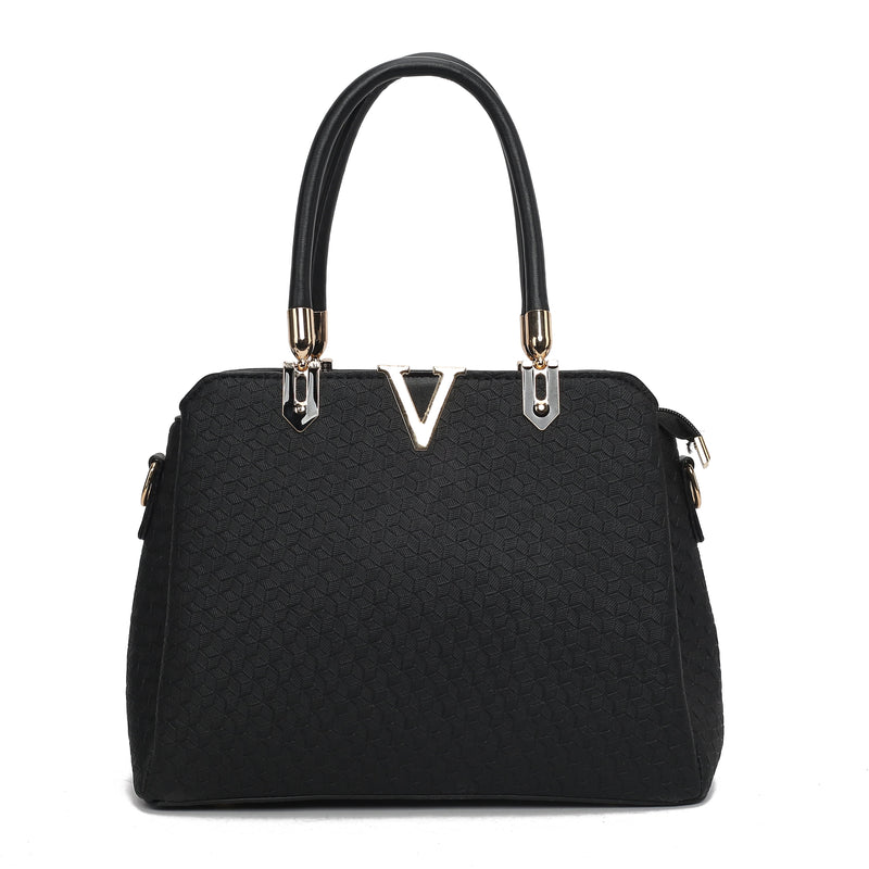 V SQUARE EMBOSSED TRI HANDBAG