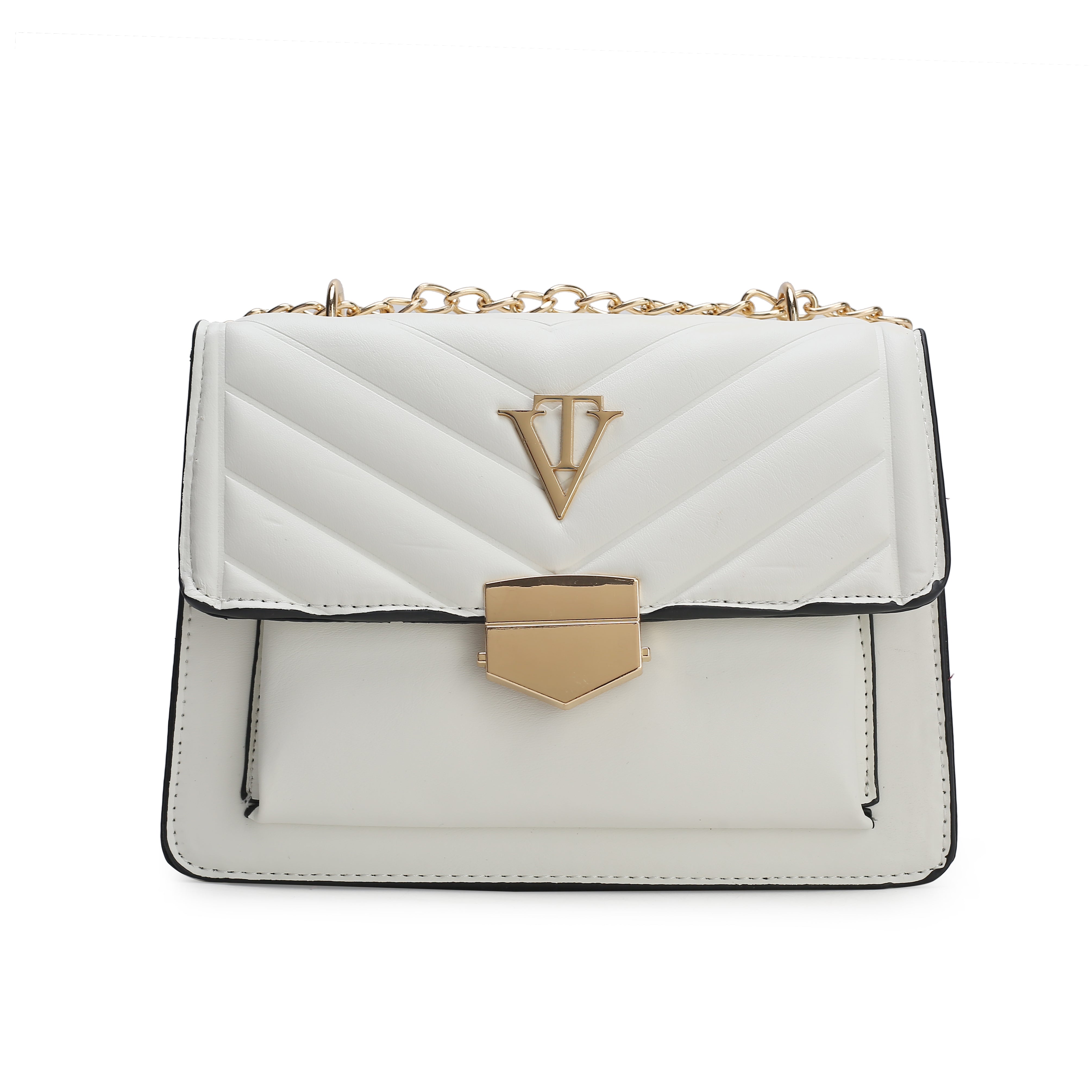 Venutti Quilted Chain Lock Handbag