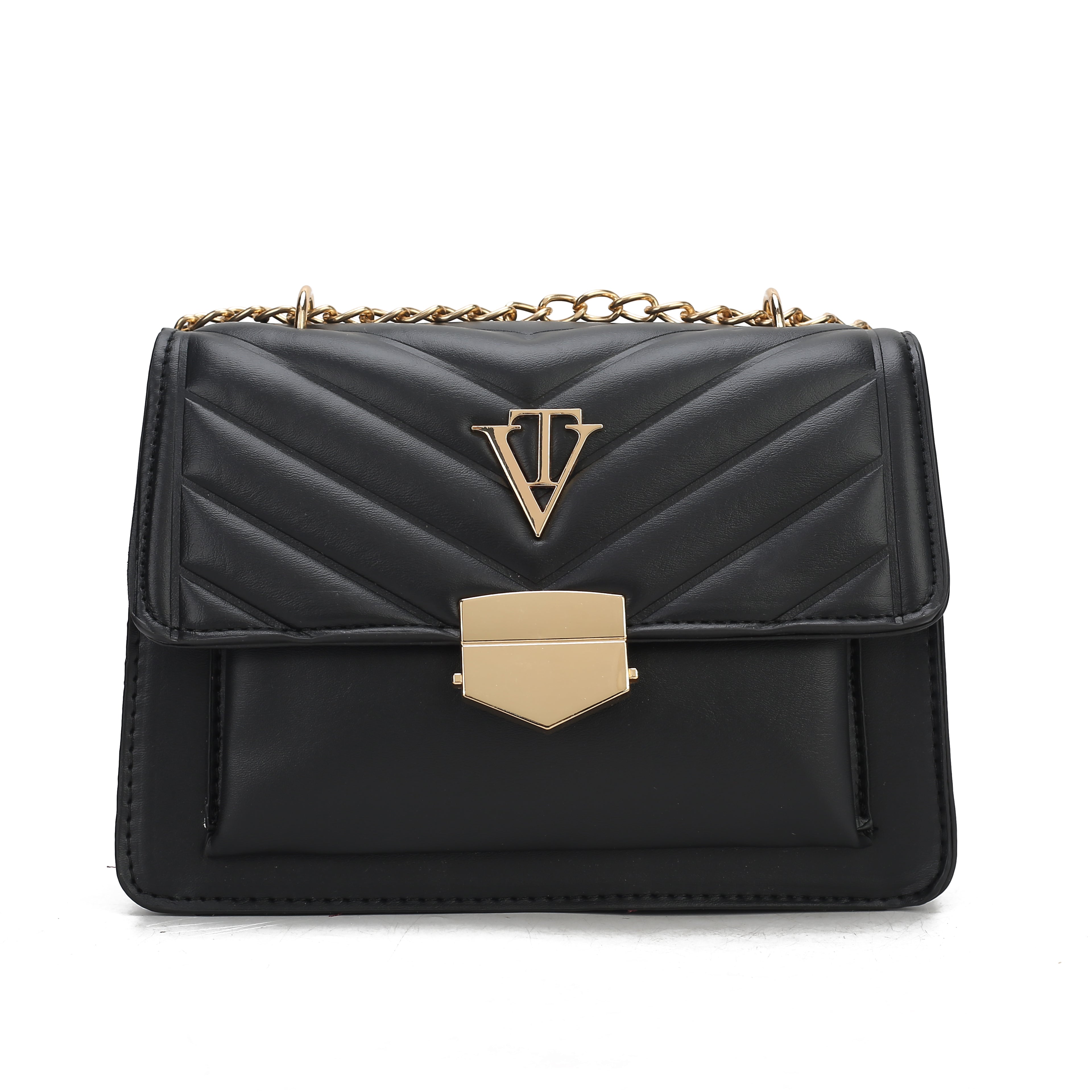 Venutti Quilted Chain Lock Handbag