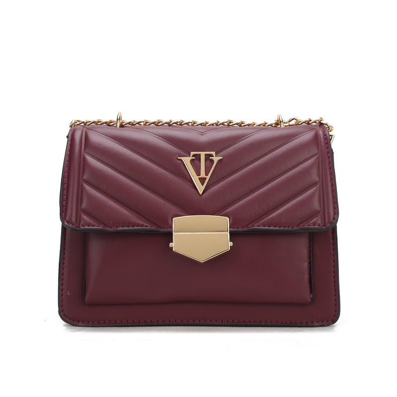 Venutti Quilted Chain Lock Handbag