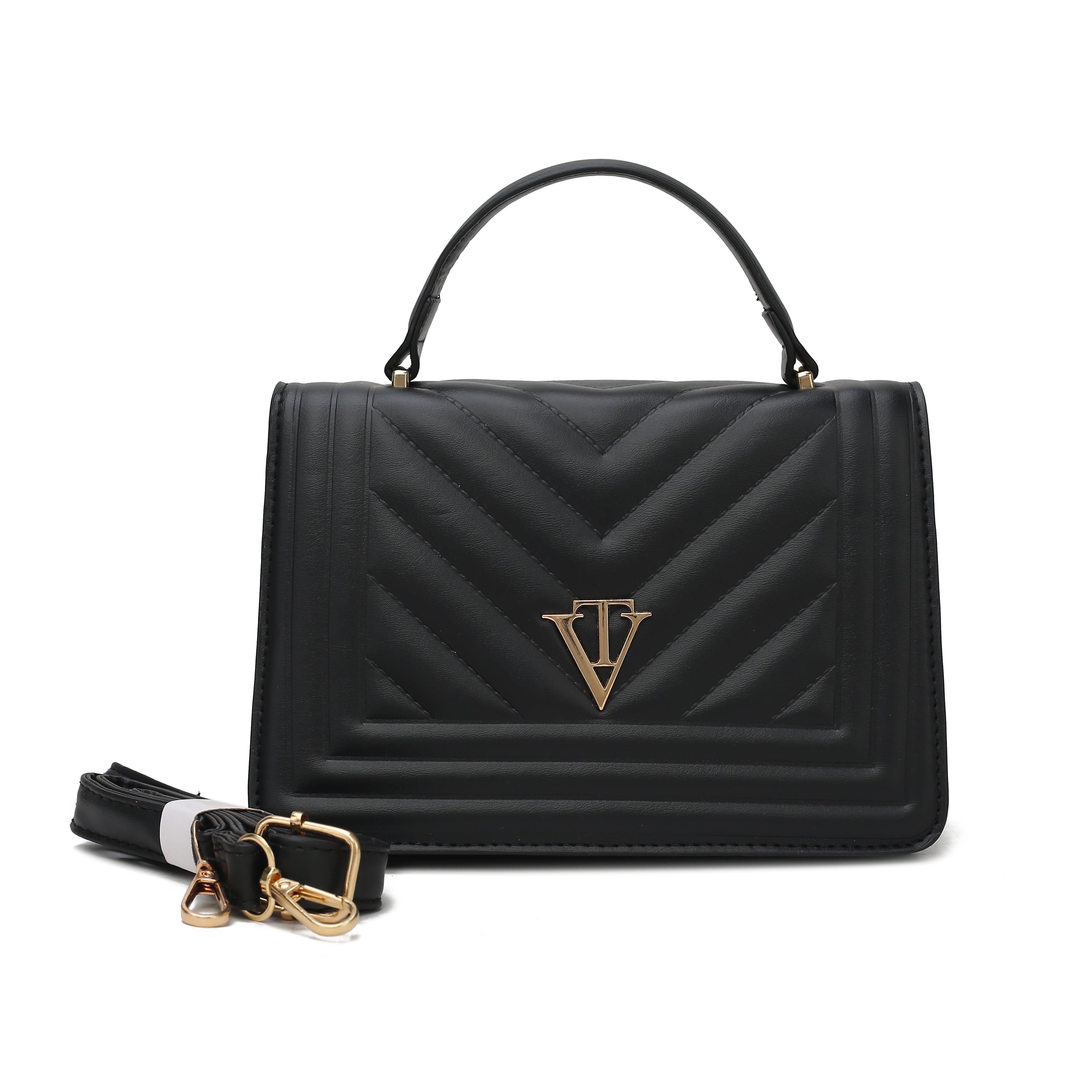 Venutti Luxe Chevron Box Handbag