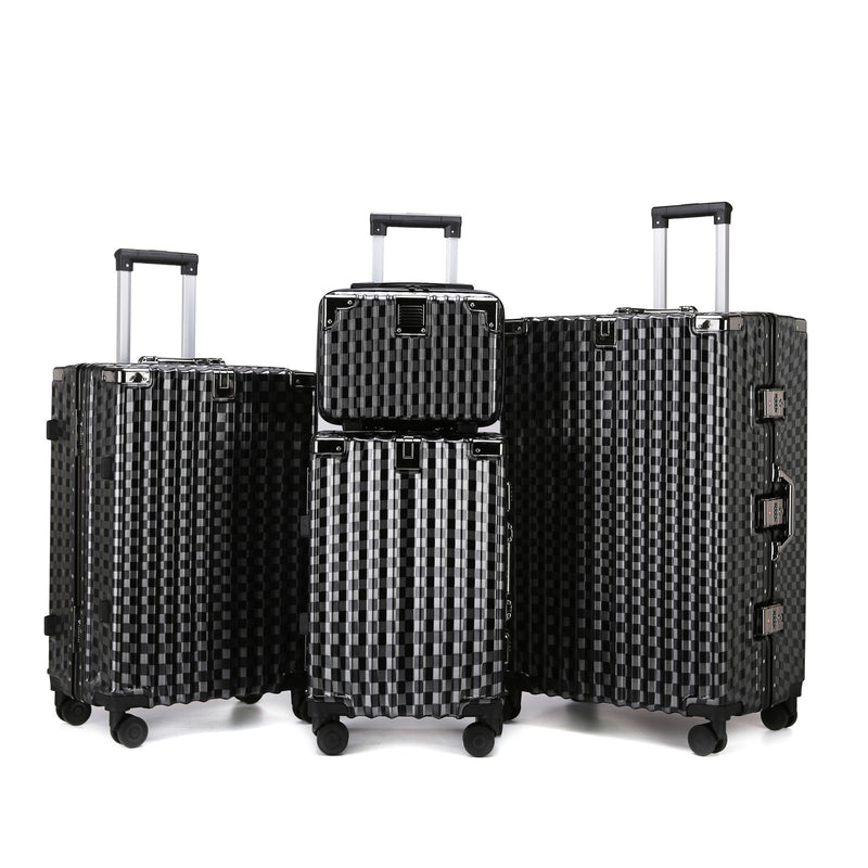 Black Hardshell Checker 4pcs Traveling Set