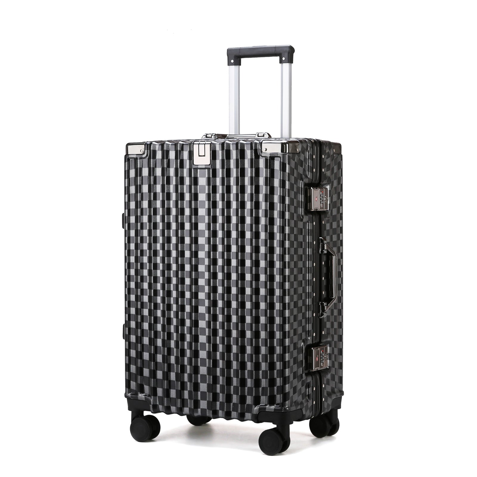 Black Hardshell Checker 4pcs Traveling Set