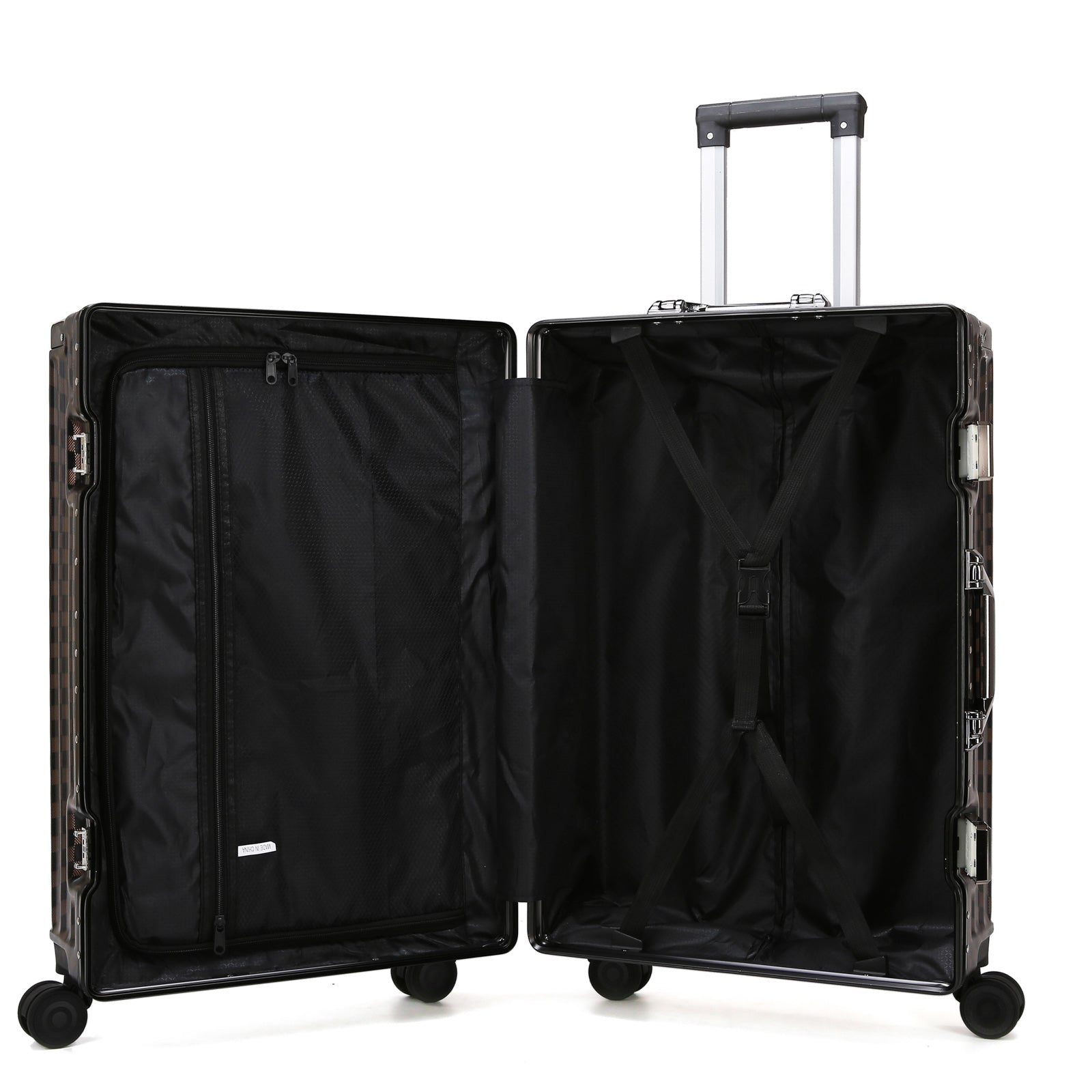 Black Hardshell Checker 4pcs Traveling Set