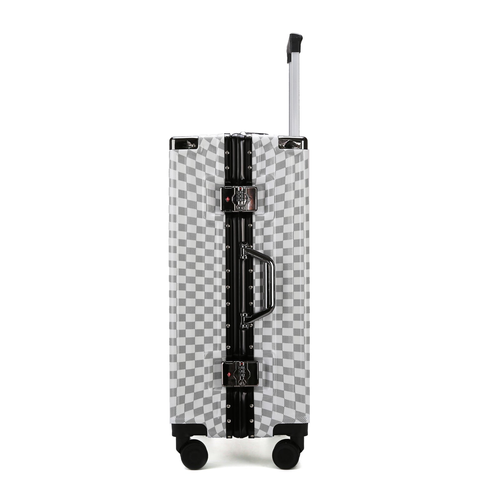 White Hardshell Checker 4pcs Traveling Set