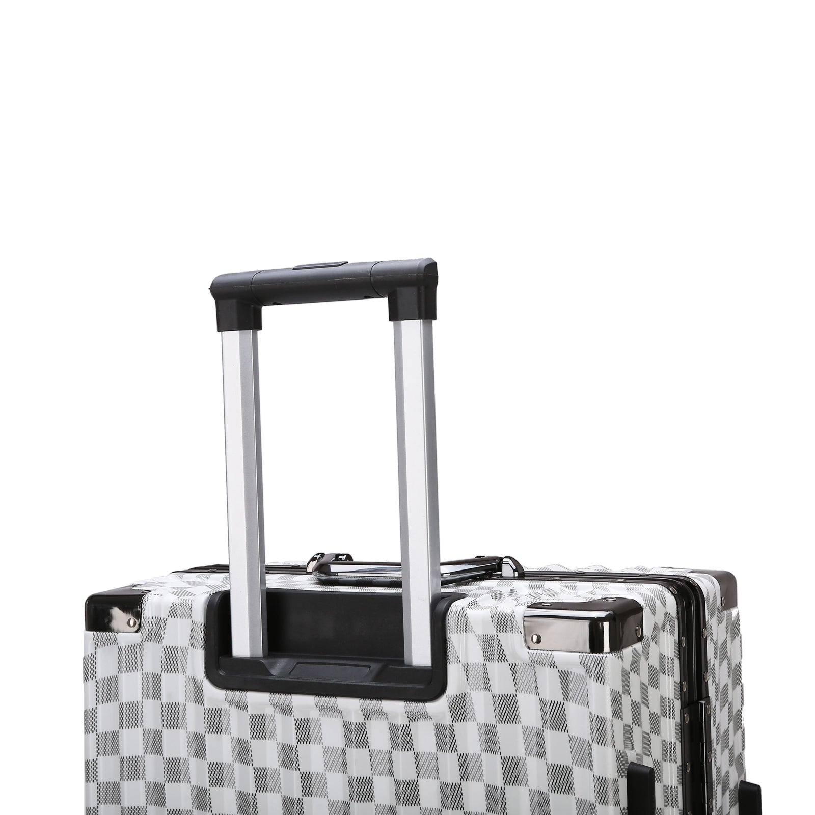 White Hardshell Checker 4pcs Traveling Set